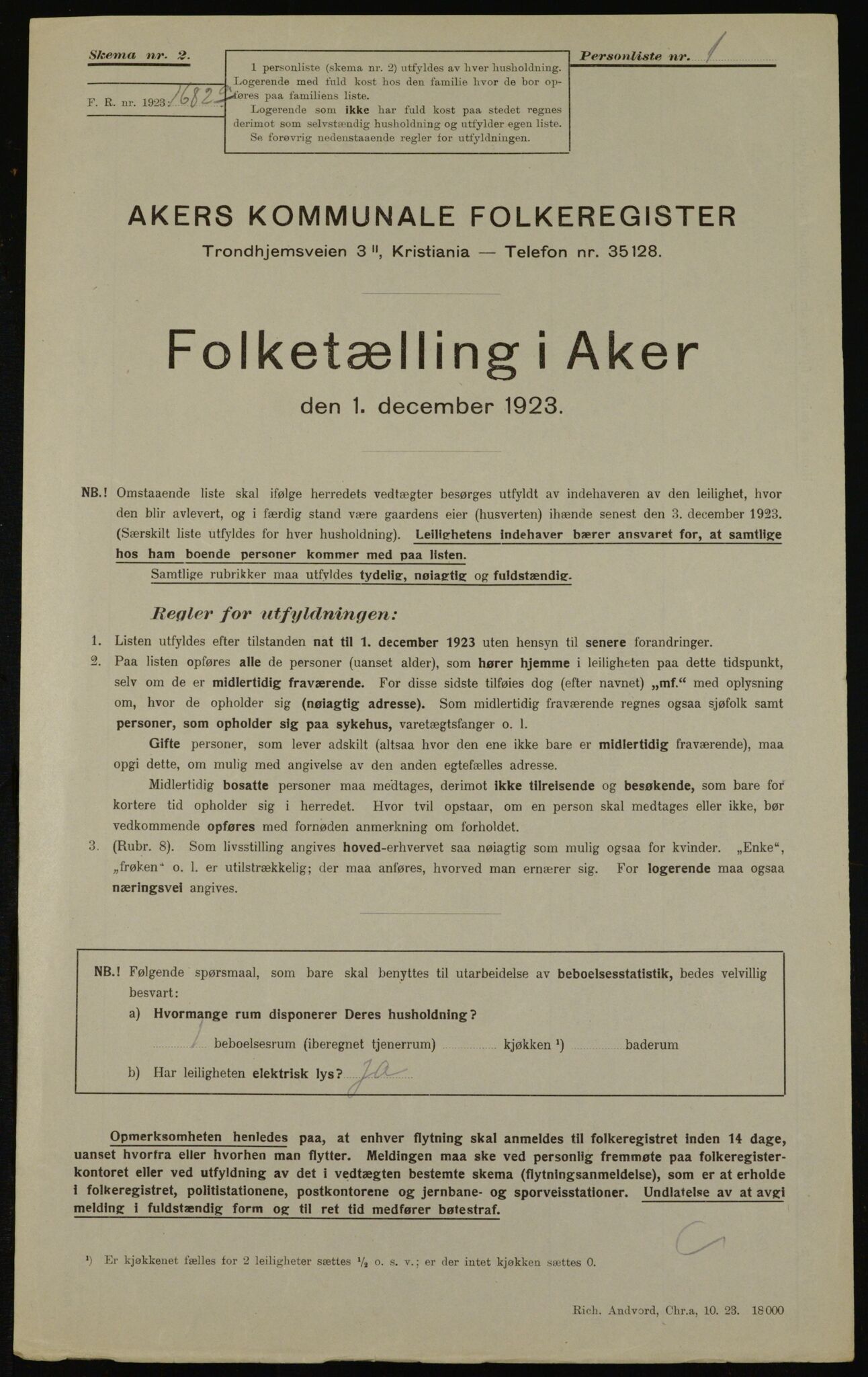 , Kommunal folketelling 1.12.1923 for Aker, 1923, s. 46218