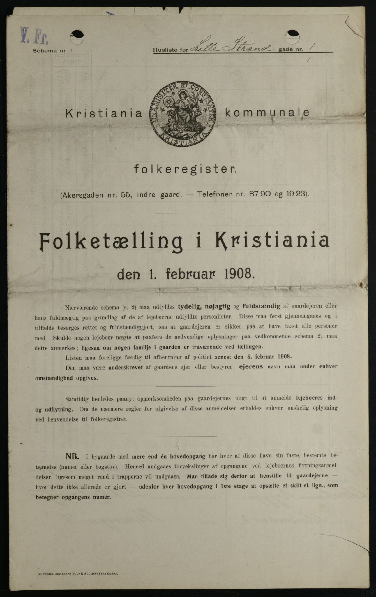 OBA, Kommunal folketelling 1.2.1908 for Kristiania kjøpstad, 1908, s. 51666