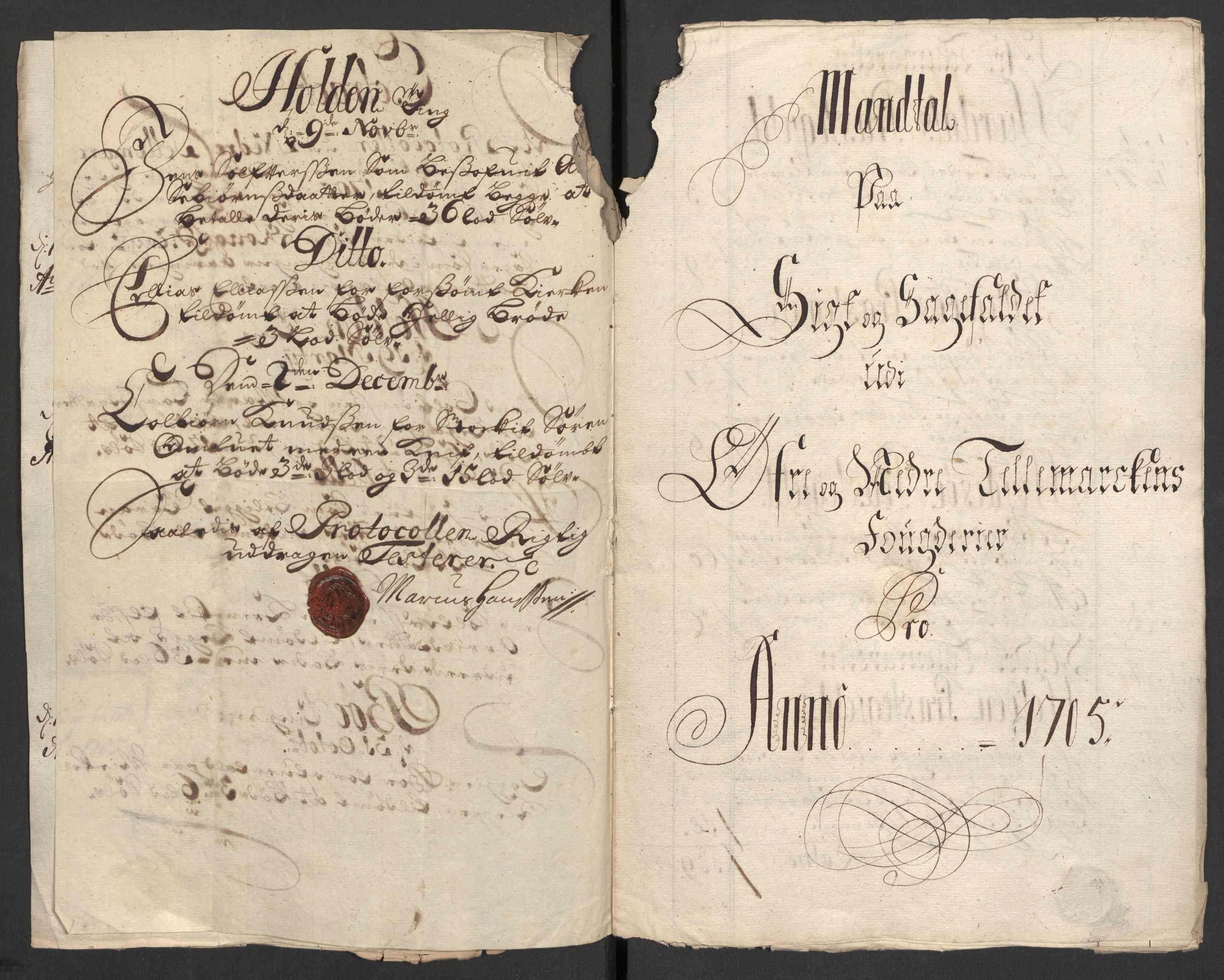 Rentekammeret inntil 1814, Reviderte regnskaper, Fogderegnskap, AV/RA-EA-4092/R36/L2113: Fogderegnskap Øvre og Nedre Telemark og Bamble, 1705, s. 44