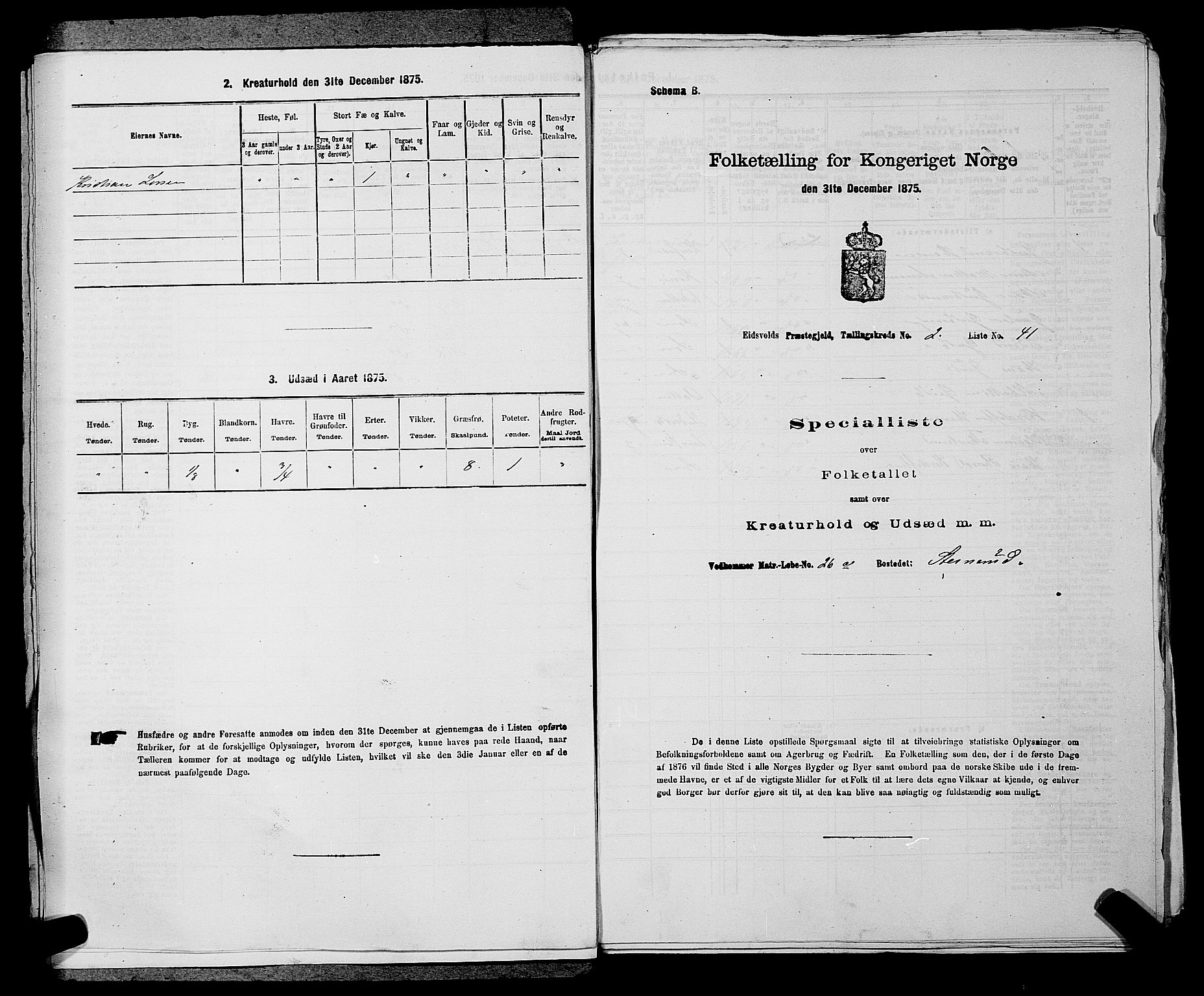 RA, Folketelling 1875 for 0237P Eidsvoll prestegjeld, 1875, s. 184