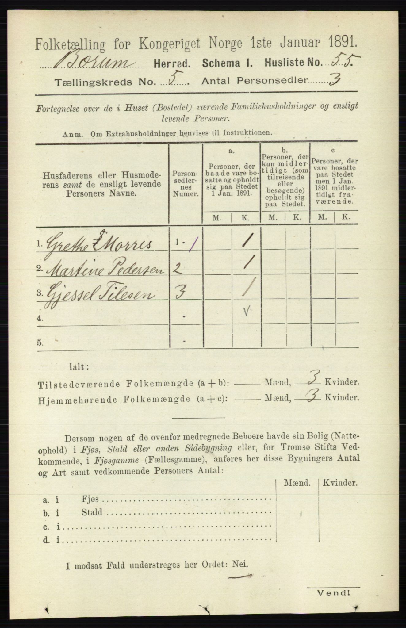 RA, Folketelling 1891 for 0219 Bærum herred, 1891, s. 2991