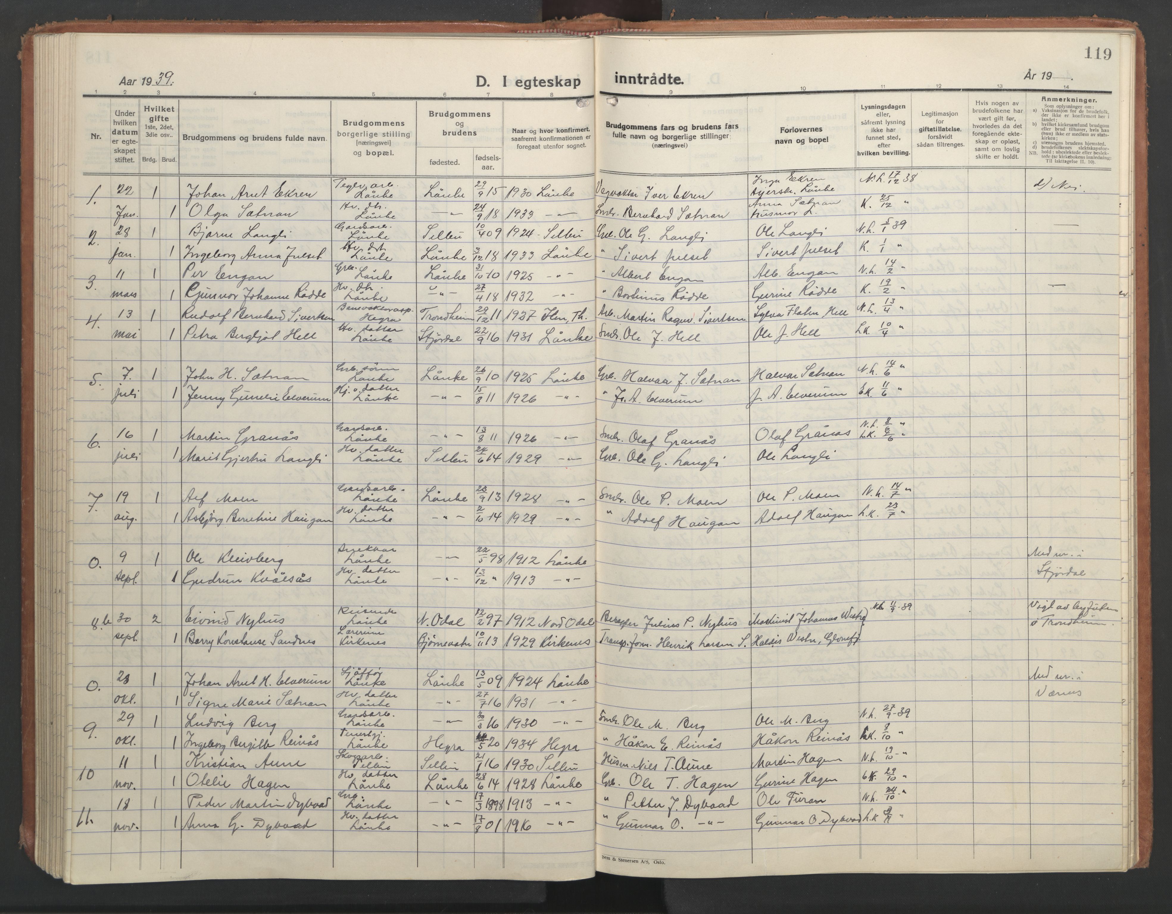 Ministerialprotokoller, klokkerbøker og fødselsregistre - Nord-Trøndelag, AV/SAT-A-1458/710/L0097: Klokkerbok nr. 710C02, 1925-1955, s. 119