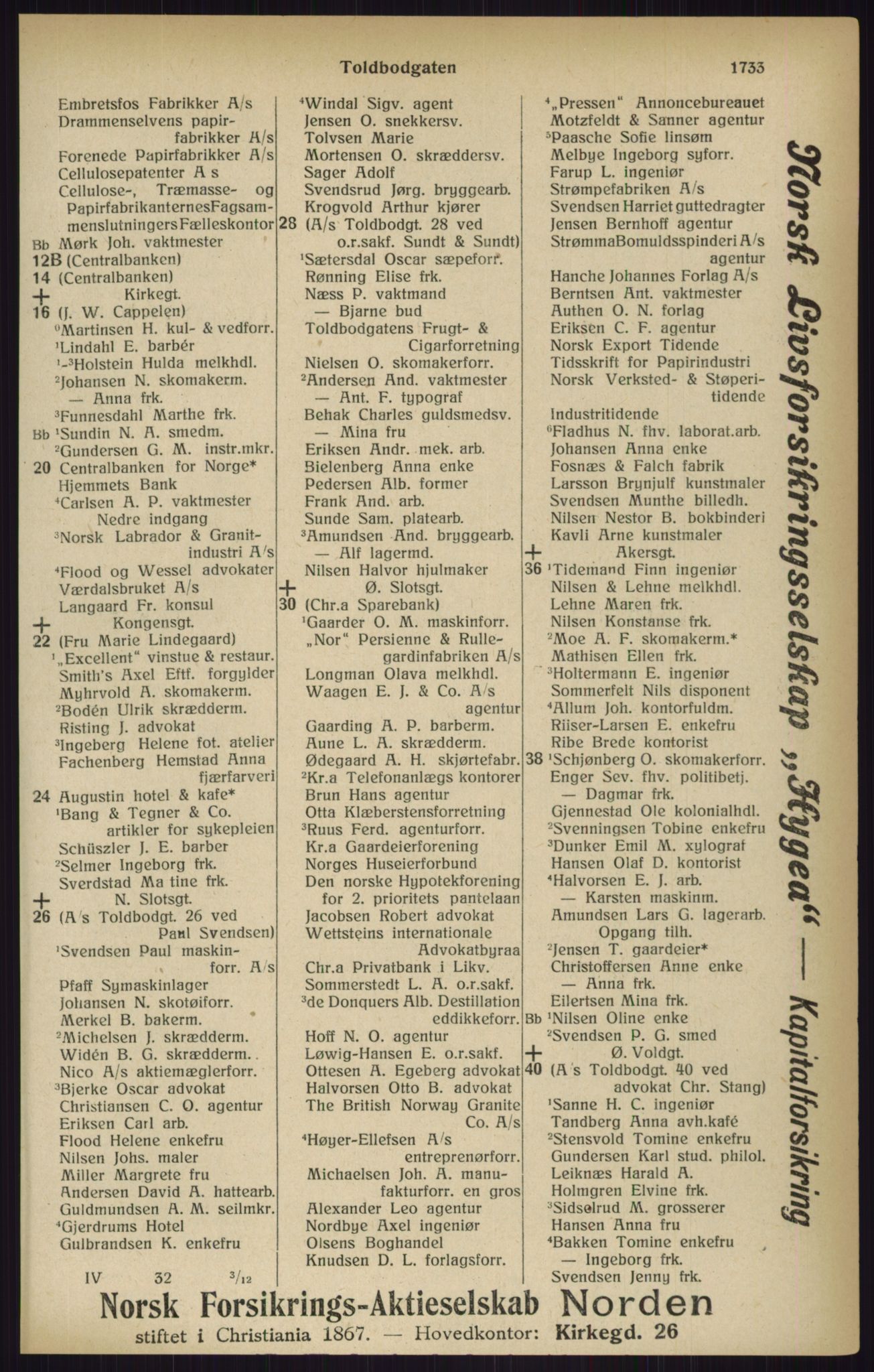 Kristiania/Oslo adressebok, PUBL/-, 1916, s. 1733