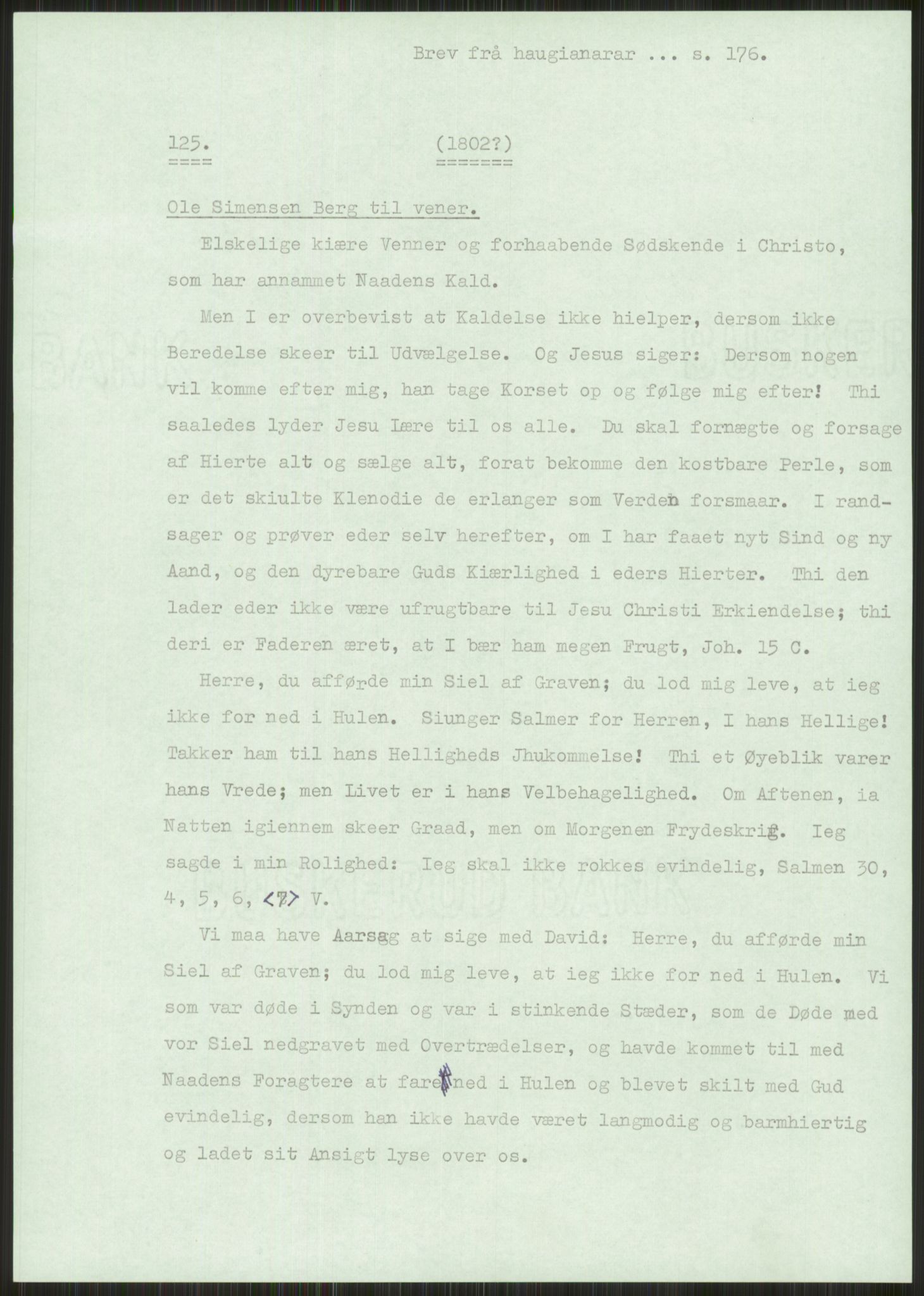 Samlinger til kildeutgivelse, Haugianerbrev, AV/RA-EA-6834/F/L0001: Haugianerbrev I: 1760-1804, 1760-1804, s. 176