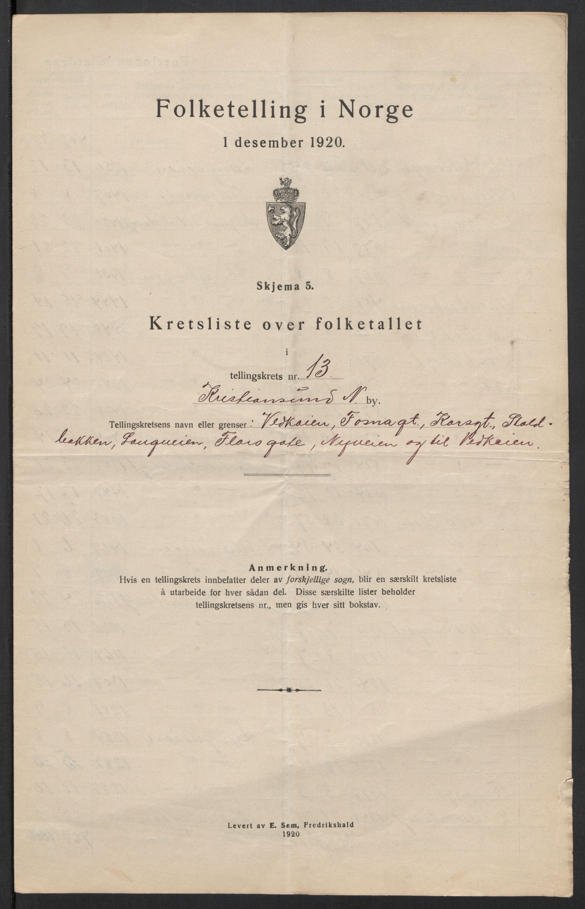 SAT, Folketelling 1920 for 1503 Kristiansund kjøpstad, 1920, s. 42