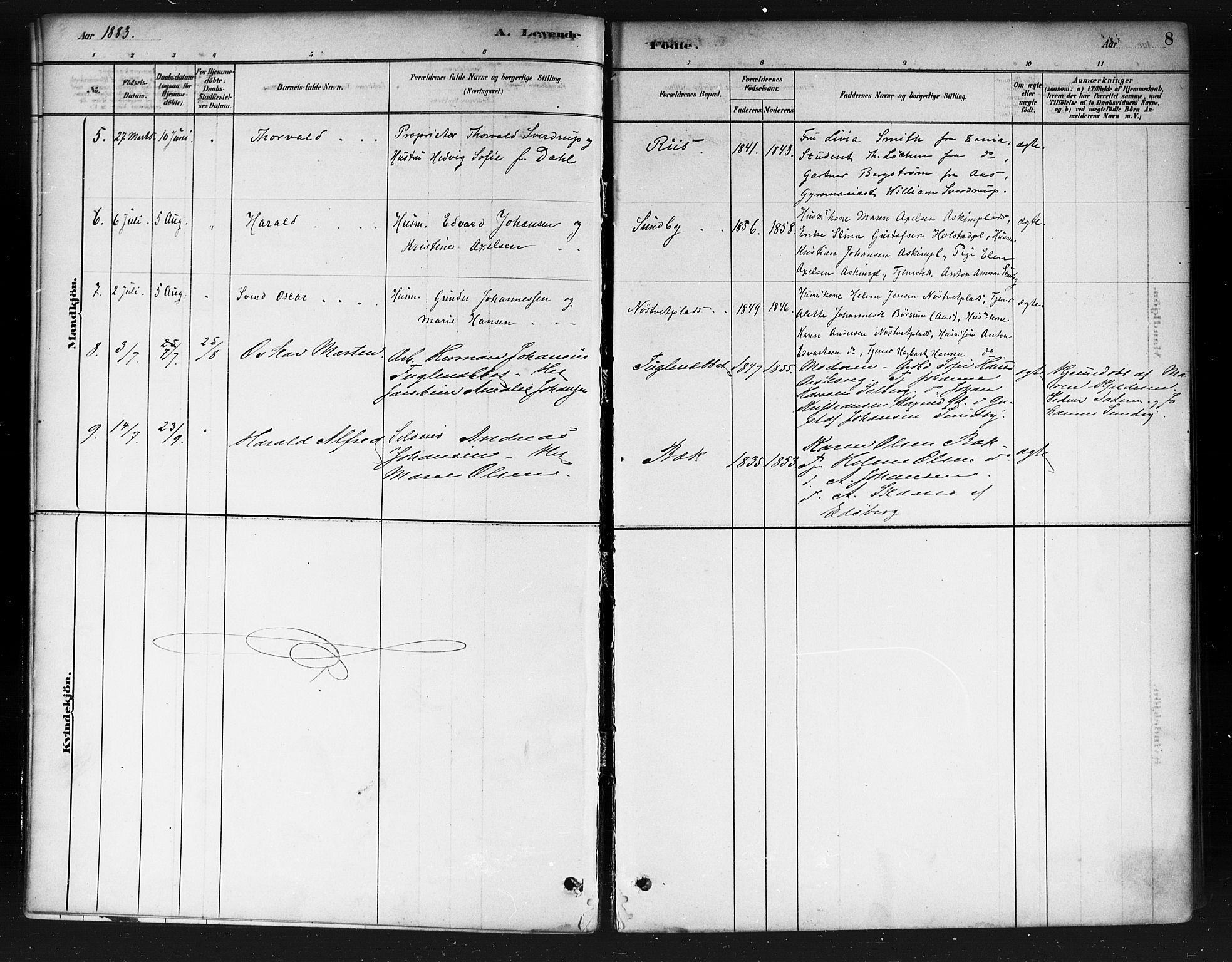 Ås prestekontor Kirkebøker, AV/SAO-A-10894/F/Fb/L0001: Ministerialbok nr. II 1, 1881-1895, s. 8