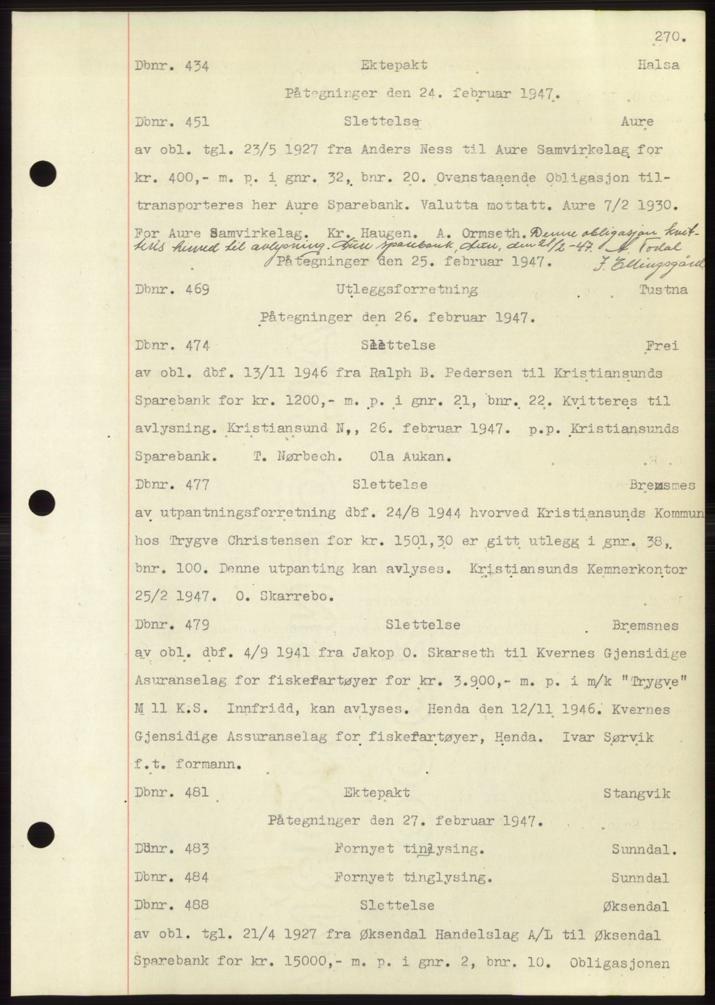 Nordmøre sorenskriveri, SAT/A-4132/1/2/2Ca: Pantebok nr. C82b, 1946-1951, Dagboknr: 434/1947