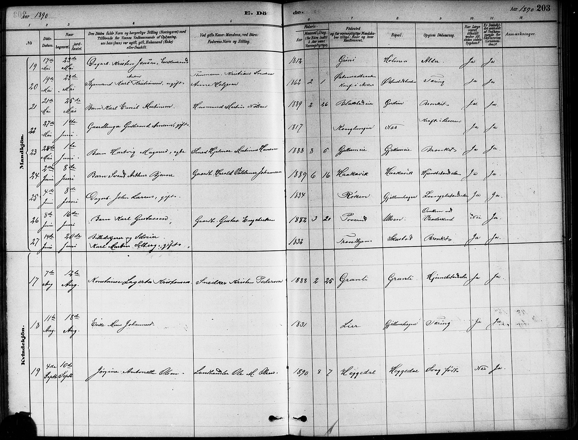Asker prestekontor Kirkebøker, AV/SAO-A-10256a/F/Fa/L0013: Ministerialbok nr. I 13, 1879-1896, s. 203