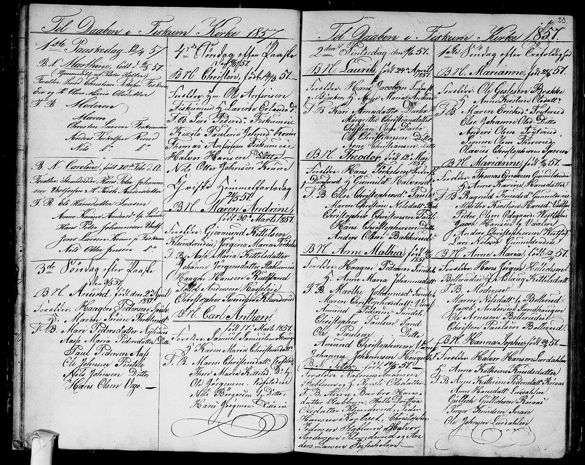 Fiskum kirkebøker, AV/SAKO-A-15/G/Ga/L0003: Klokkerbok nr. 3, 1851-1878, s. 23