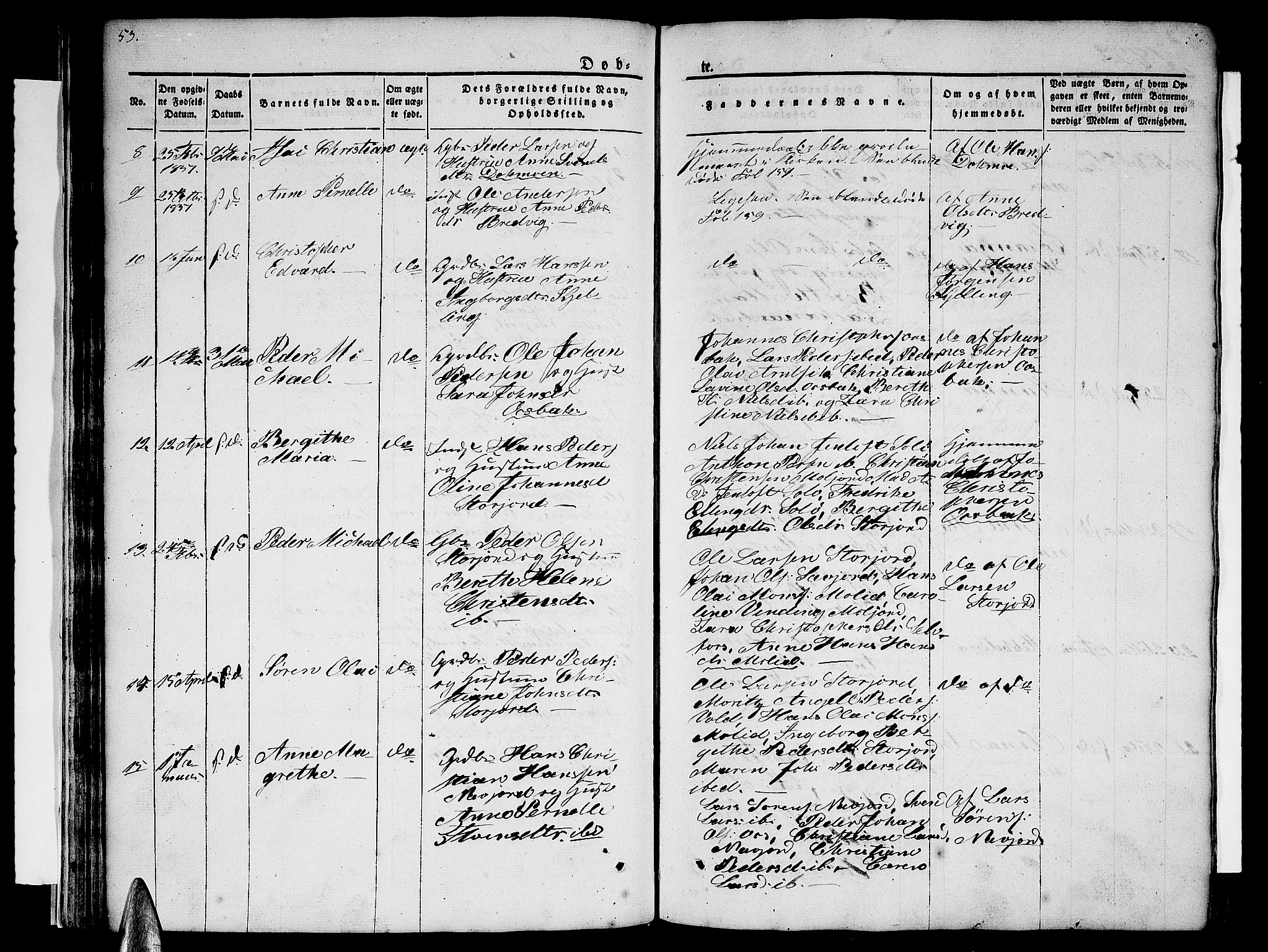 Ministerialprotokoller, klokkerbøker og fødselsregistre - Nordland, AV/SAT-A-1459/846/L0652: Klokkerbok nr. 846C02, 1841-1871, s. 53