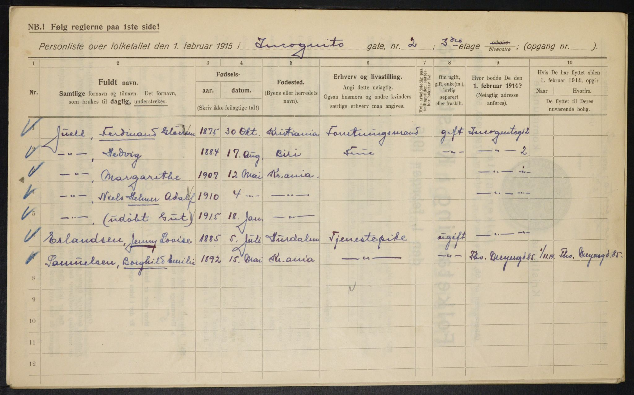 OBA, Kommunal folketelling 1.2.1915 for Kristiania, 1915, s. 43469