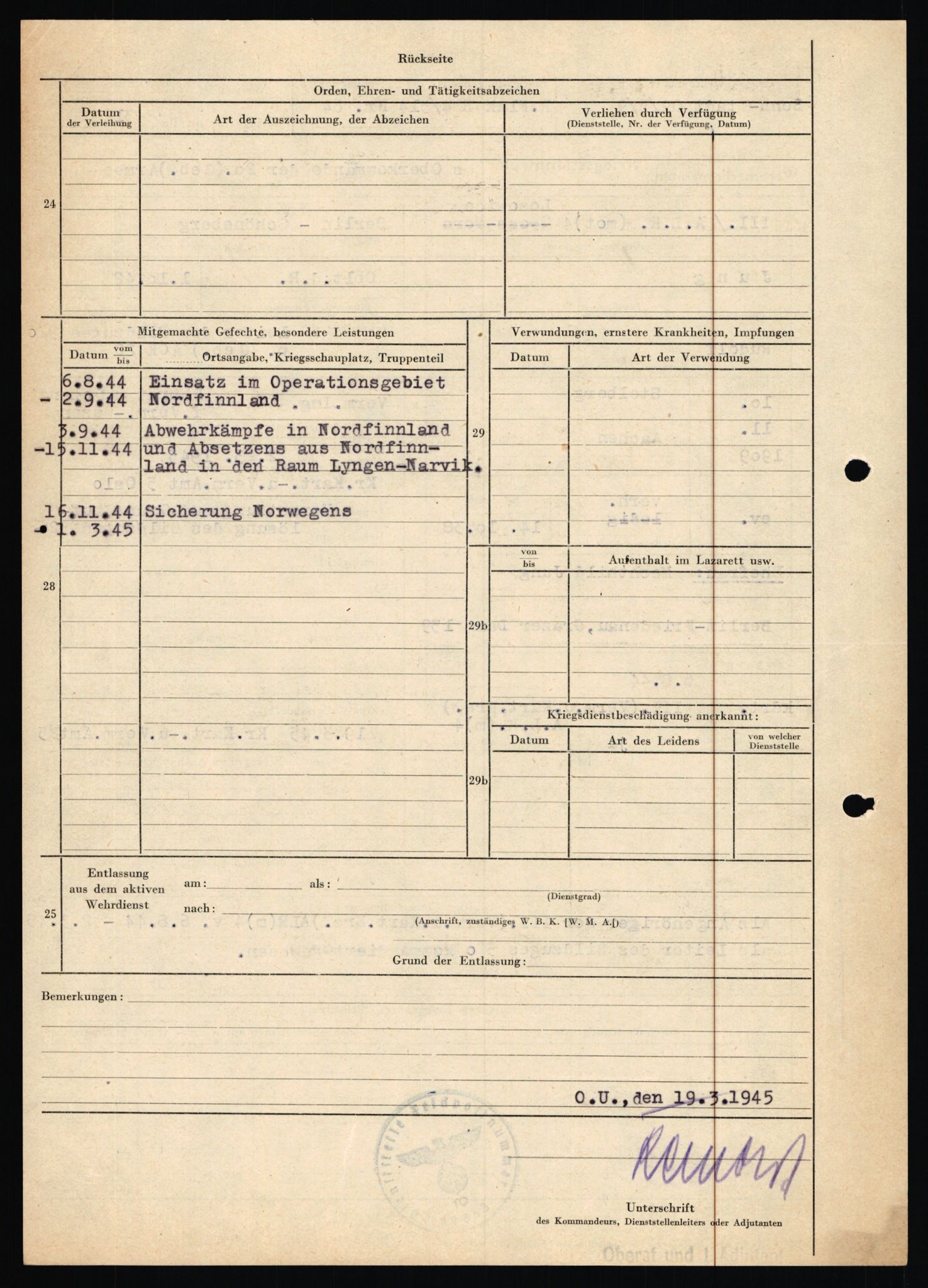 Forsvarets Overkommando. 2 kontor. Arkiv 11.4. Spredte tyske arkivsaker, AV/RA-RAFA-7031/D/Dar/Dara/L0018: Personalbøker, 1940-1945, s. 812