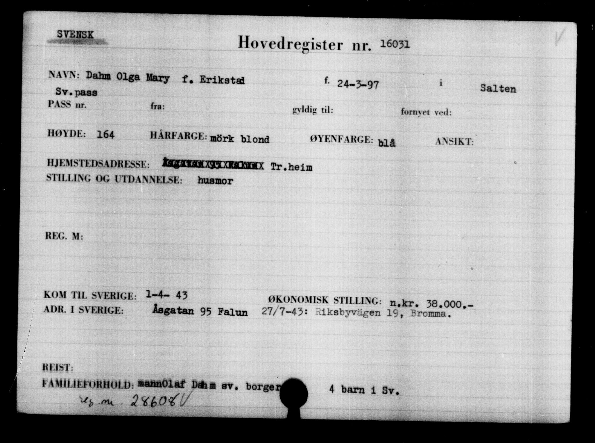 Utenriksstasjonene, Legasjonen i Stockholm, Flyktningkontoret, AV/RA-S-6753/V/Va/L0008: Kjesäterkartoteket, flyktninger med registreringsnr. 15700-18547, 1940-1945, s. 360