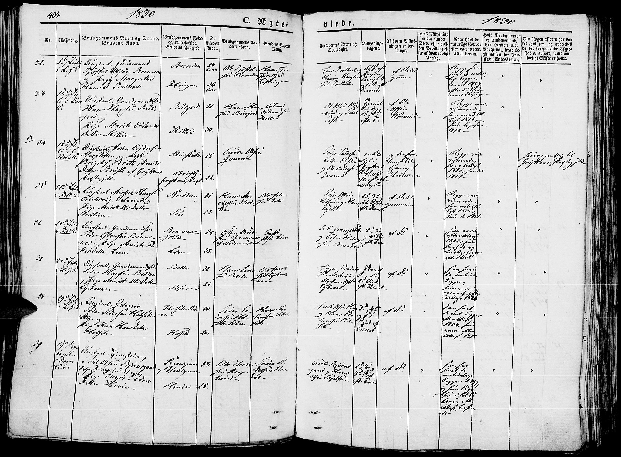 Lesja prestekontor, AV/SAH-PREST-068/H/Ha/Haa/L0005: Ministerialbok nr. 5, 1830-1842, s. 404