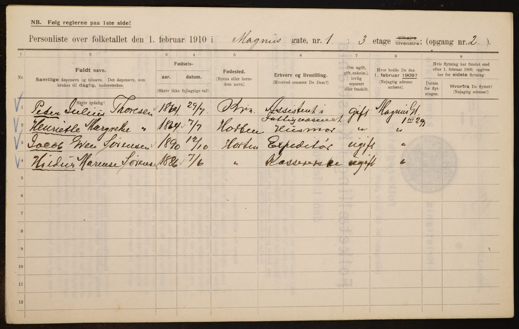 OBA, Kommunal folketelling 1.2.1910 for Kristiania, 1910, s. 57224