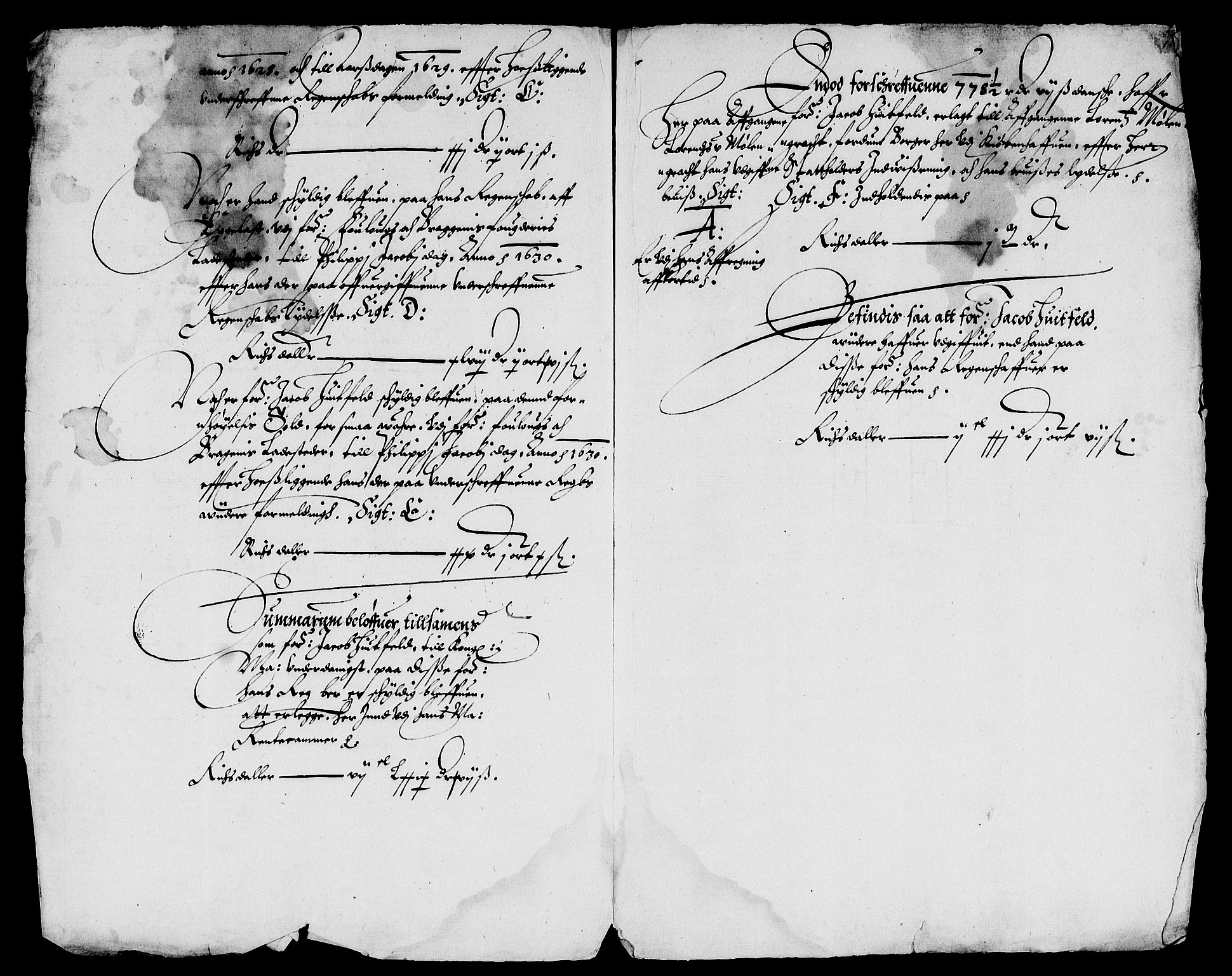 Rentekammeret inntil 1814, Reviderte regnskaper, Lensregnskaper, AV/RA-EA-5023/R/Rb/Rbi/L0001: Mørk sager på Hurum og toll av Follo og Bragernes, 1624-1630