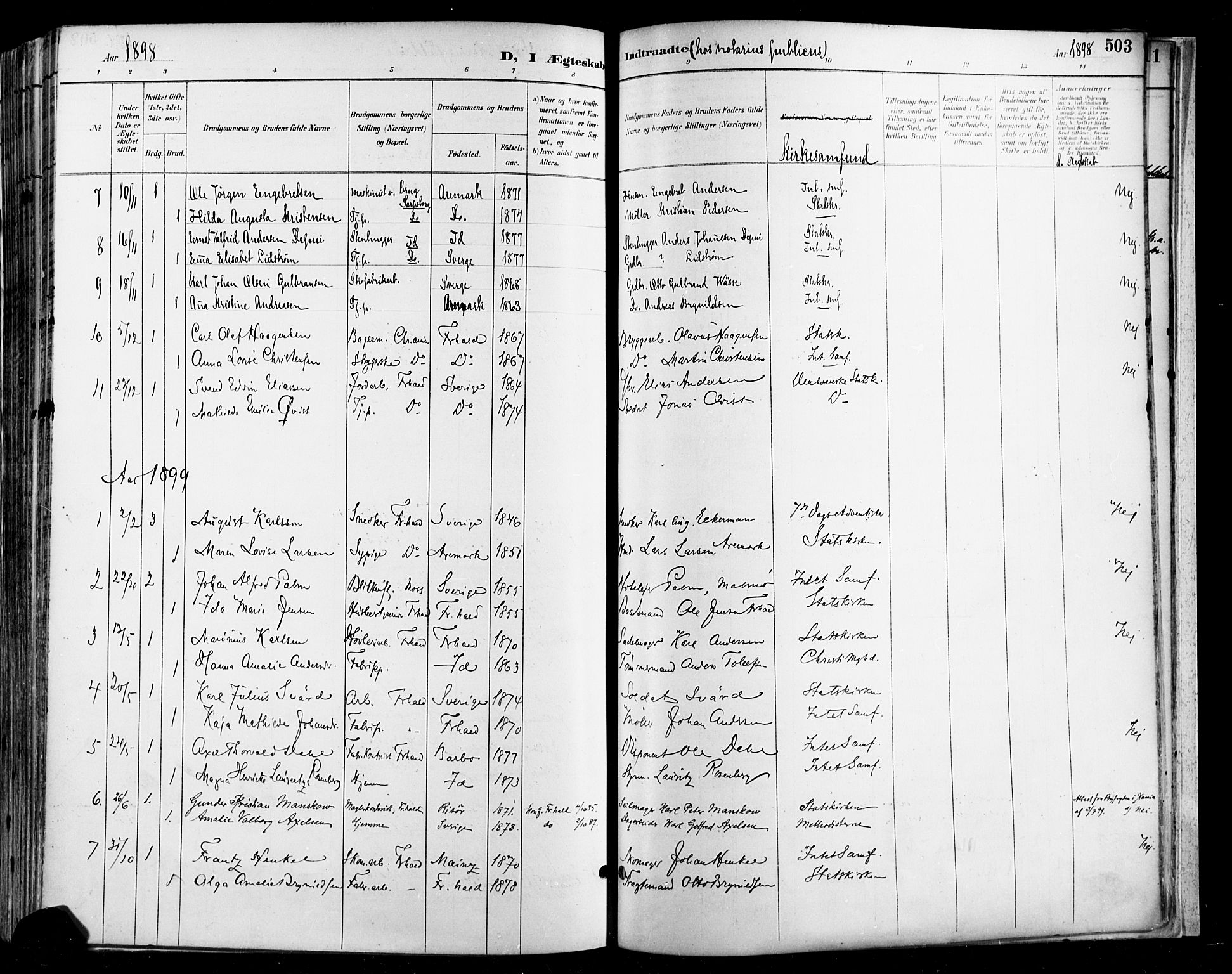 Halden prestekontor Kirkebøker, SAO/A-10909/F/Fa/L0013: Ministerialbok nr. I 13, 1890-1906, s. 503