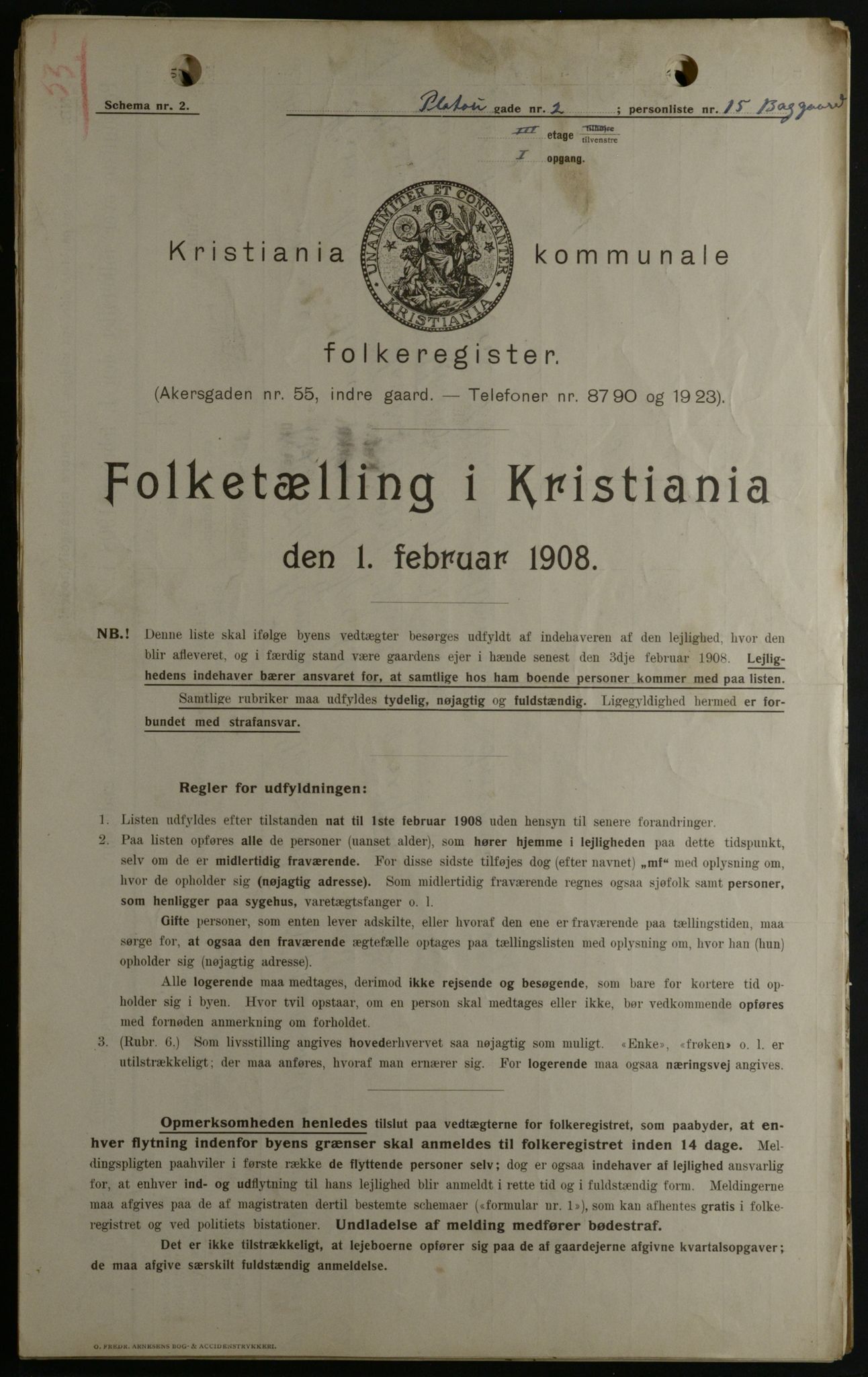 OBA, Kommunal folketelling 1.2.1908 for Kristiania kjøpstad, 1908, s. 71987