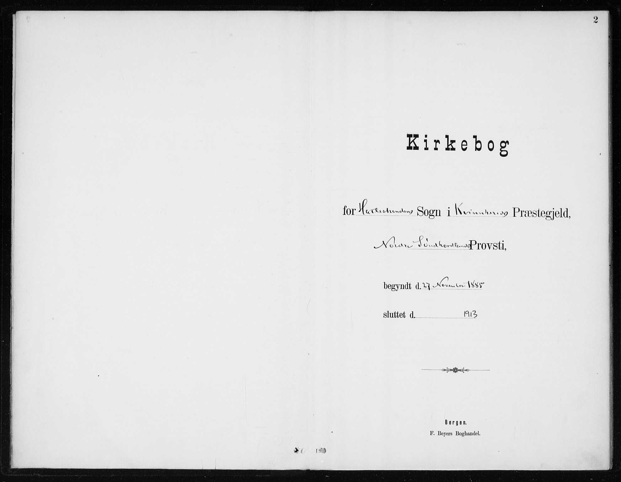 Kvinnherad sokneprestembete, SAB/A-76401/H/Haa: Ministerialbok nr. C 1, 1885-1912, s. 2