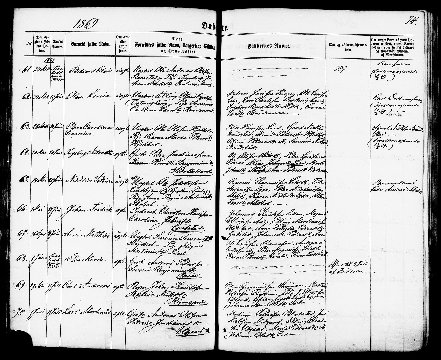 Ministerialprotokoller, klokkerbøker og fødselsregistre - Møre og Romsdal, AV/SAT-A-1454/522/L0314: Ministerialbok nr. 522A09, 1863-1877, s. 74