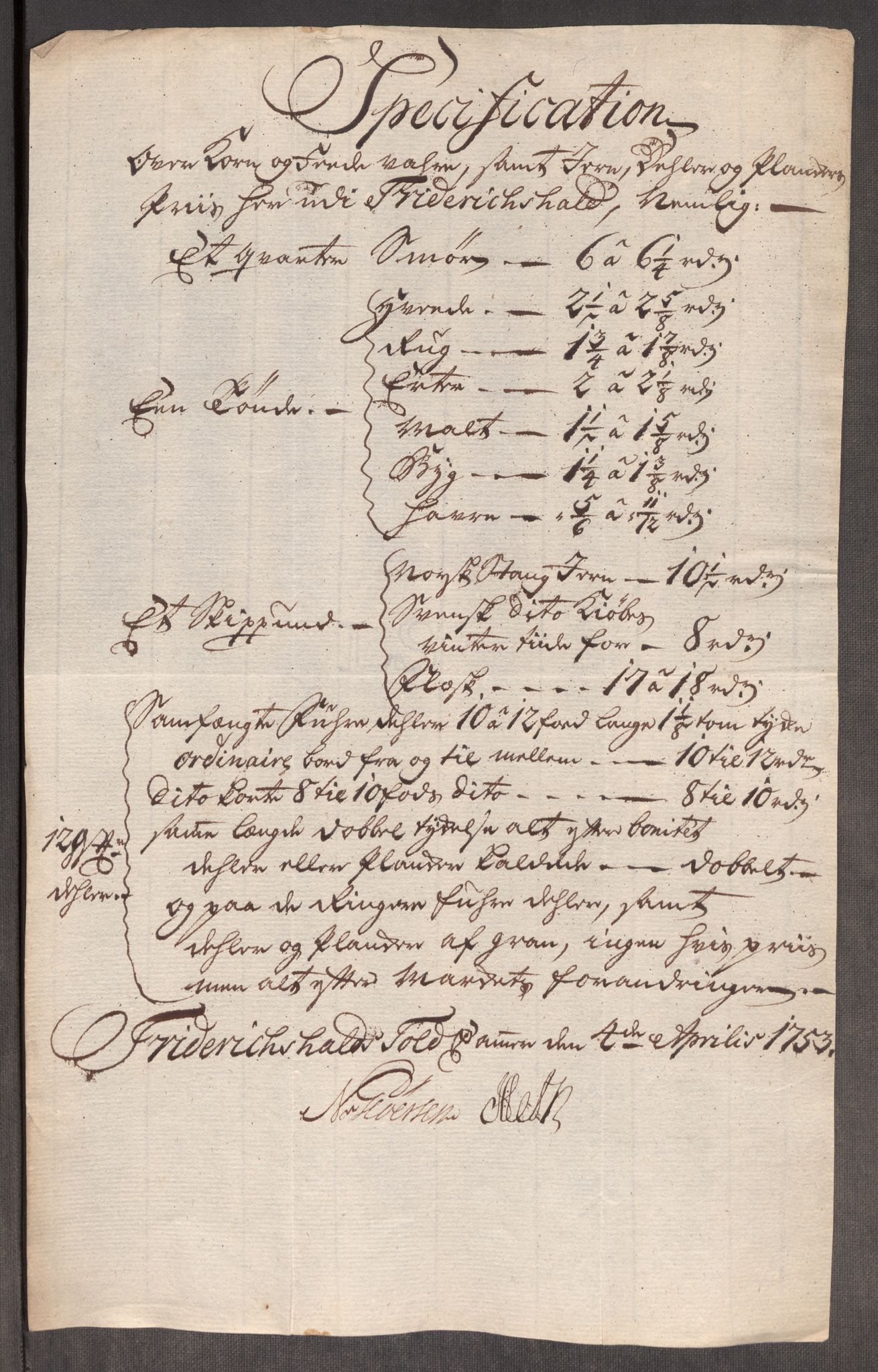 Rentekammeret inntil 1814, Realistisk ordnet avdeling, RA/EA-4070/Oe/L0005: [Ø1]: Priskuranter, 1753-1757, s. 8