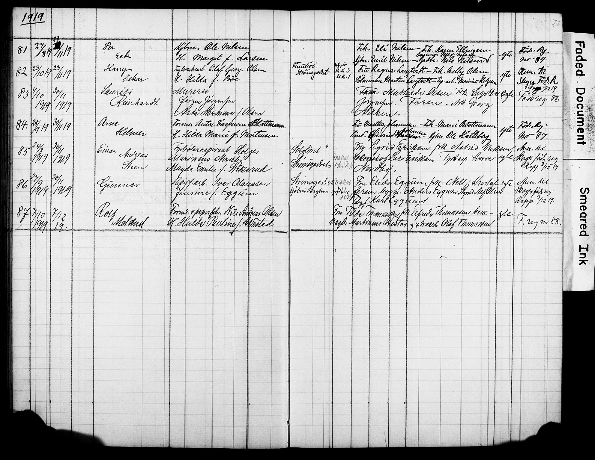 Strømsø kirkebøker, AV/SAKO-A-246/Y/Ya/L0007: Kladd til kirkebok nr. I 7, 1915-1932, s. 72