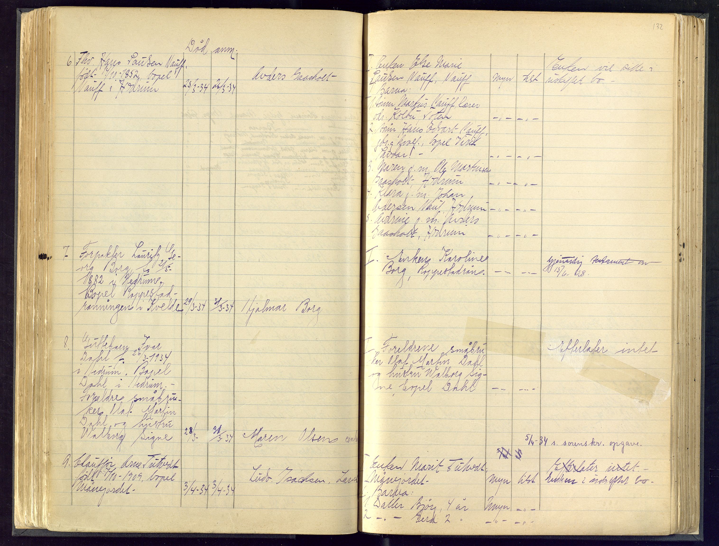 Hedrum lensmannskontor, SAKO/A-536/H/Ha/L0003: Dødsfallsprotokoll, 1925-1941, s. 132