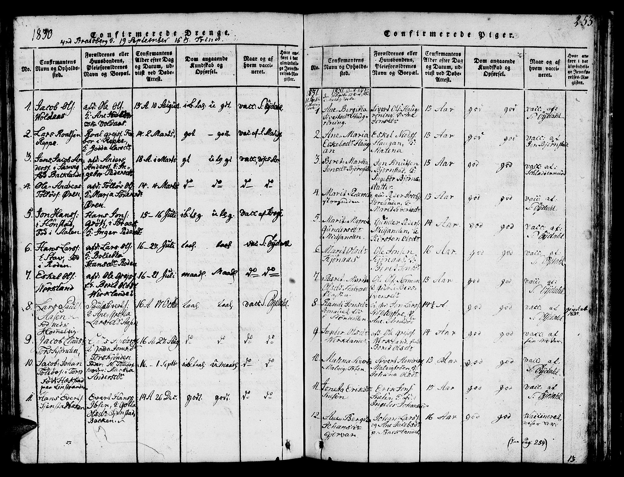 Ministerialprotokoller, klokkerbøker og fødselsregistre - Sør-Trøndelag, AV/SAT-A-1456/616/L0420: Klokkerbok nr. 616C03, 1817-1835, s. 253