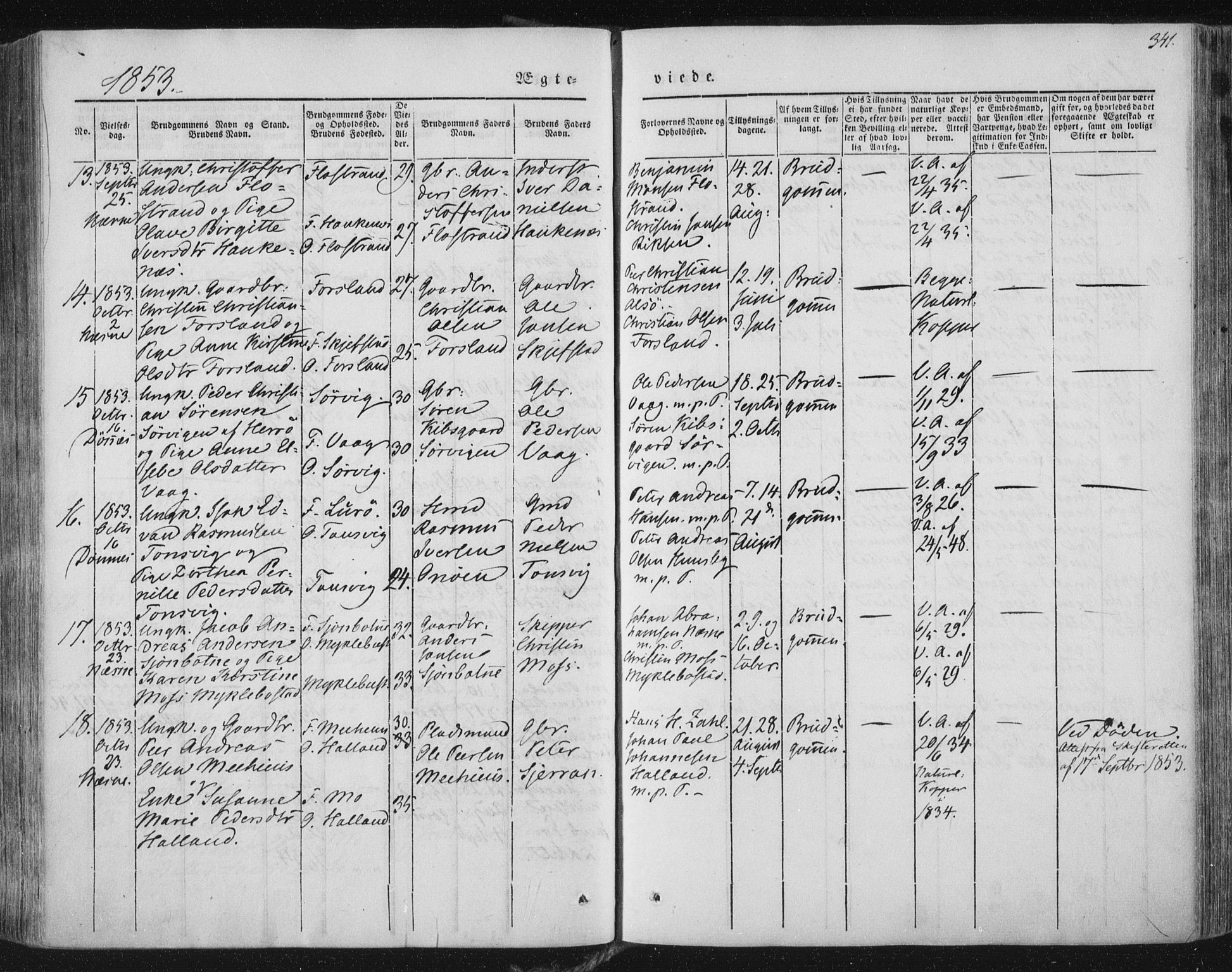 Ministerialprotokoller, klokkerbøker og fødselsregistre - Nordland, AV/SAT-A-1459/838/L0549: Ministerialbok nr. 838A07, 1840-1854, s. 341