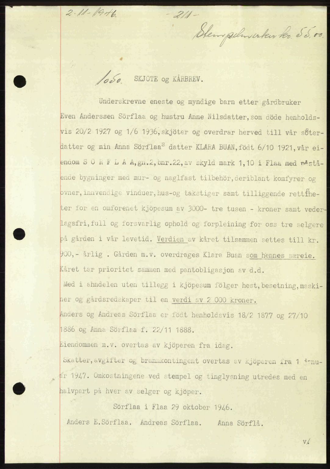 Gauldal sorenskriveri, SAT/A-0014/1/2/2C: Pantebok nr. A2, 1946-1946, Dagboknr: 1050/1946