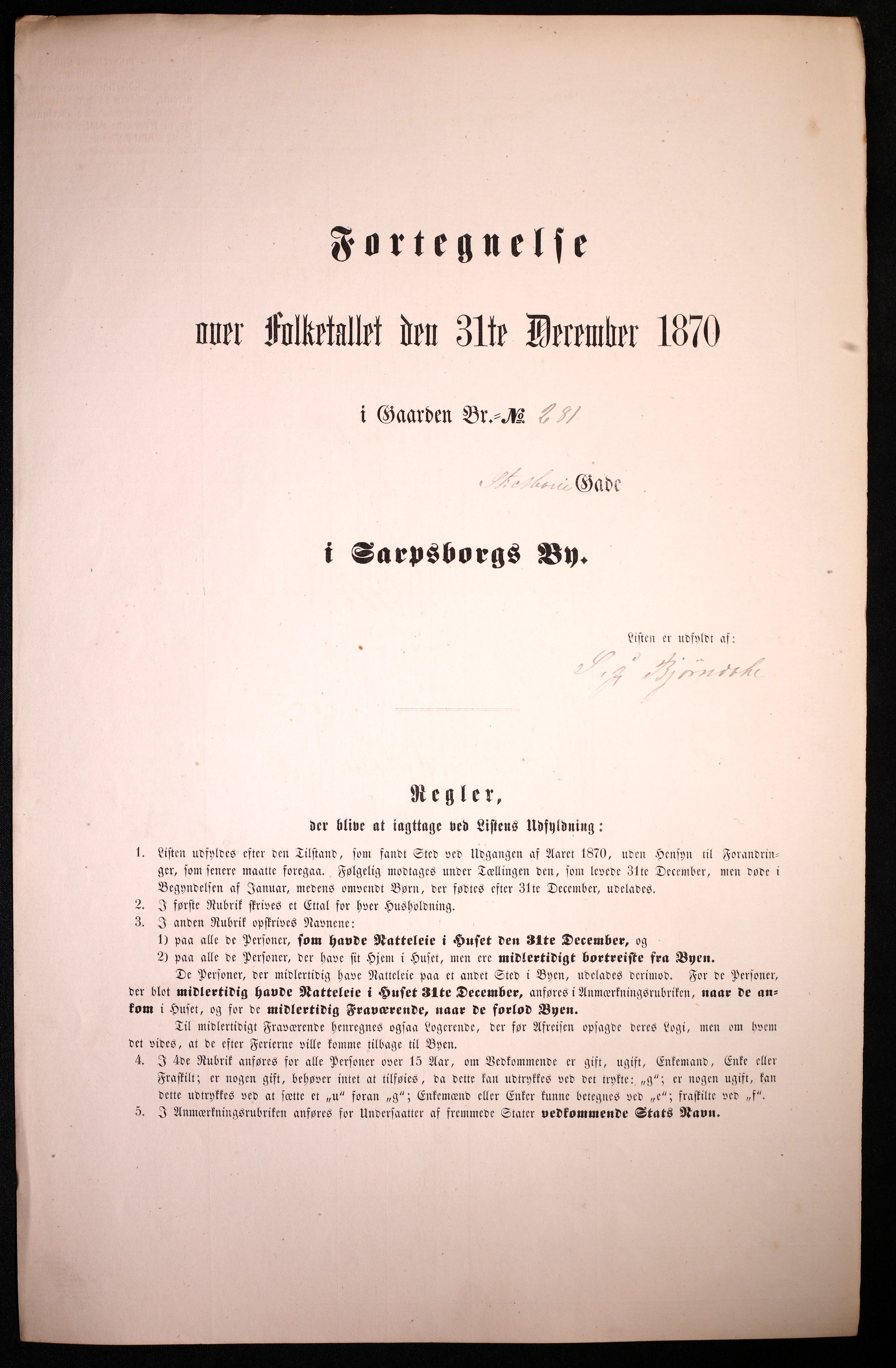 RA, Folketelling 1870 for 0102 Sarpsborg kjøpstad, 1870, s. 191