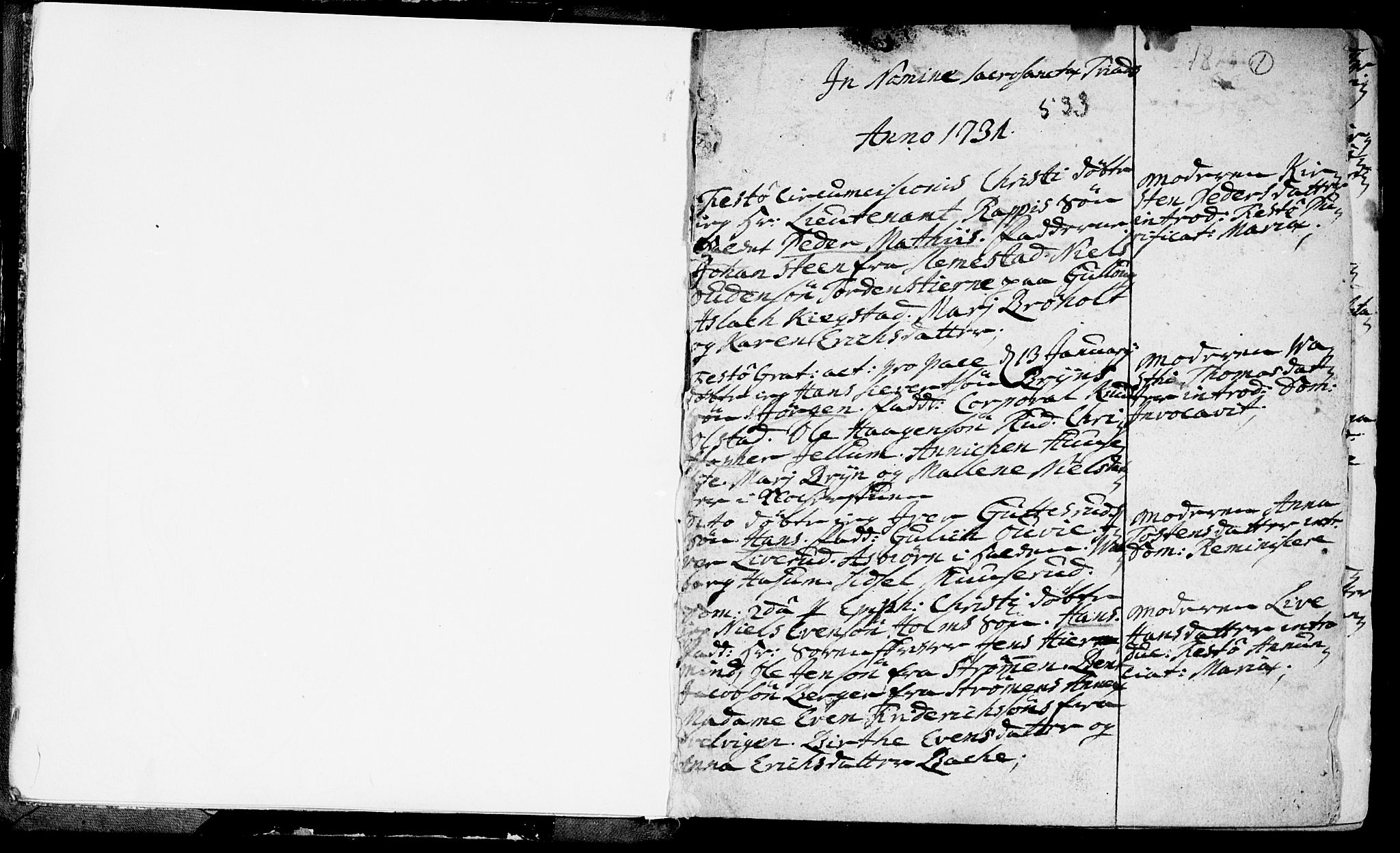 Røyken kirkebøker, SAKO/A-241/F/Fa/L0002: Ministerialbok nr. 2, 1731-1782, s. 1
