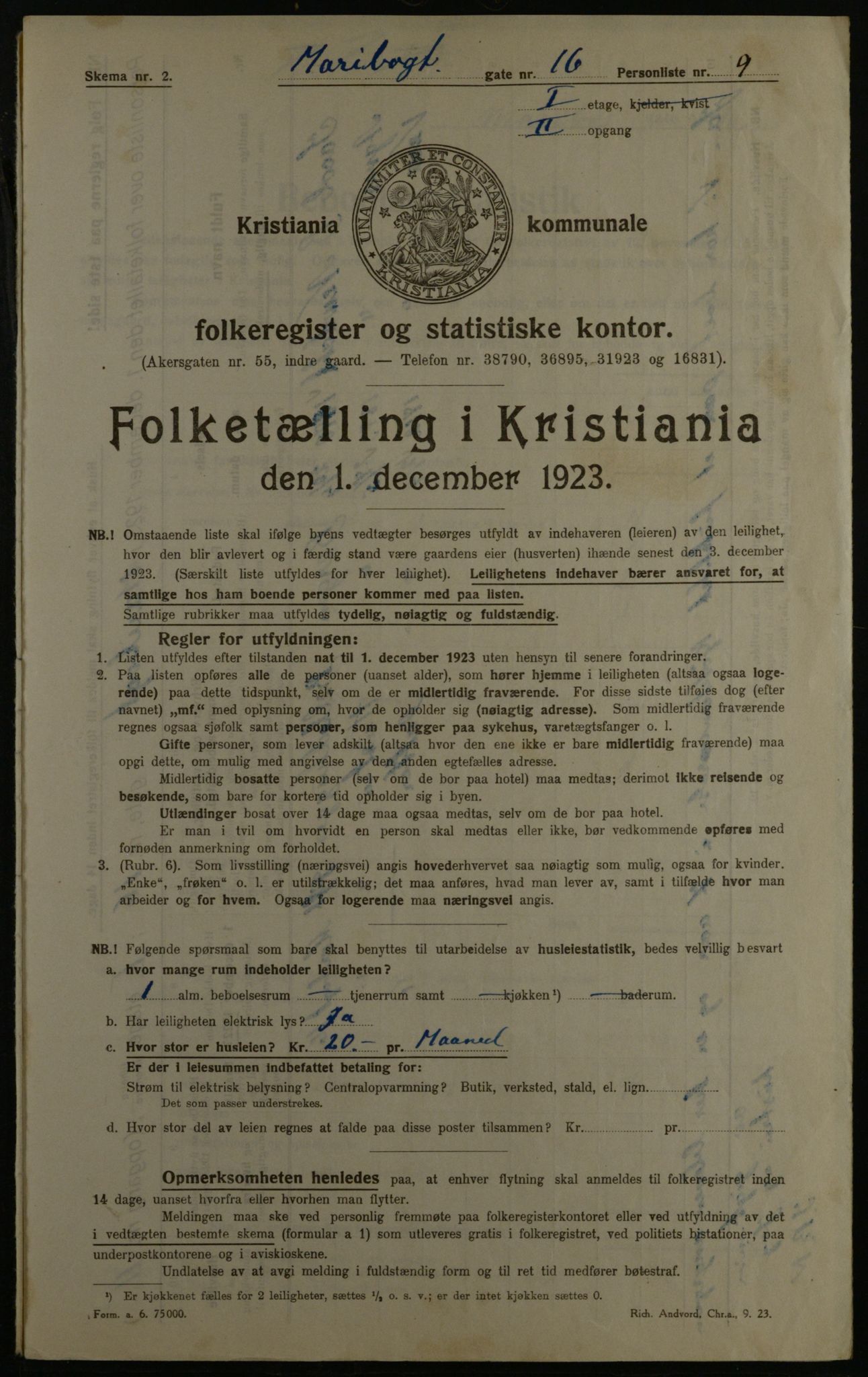 OBA, Kommunal folketelling 1.12.1923 for Kristiania, 1923, s. 67422