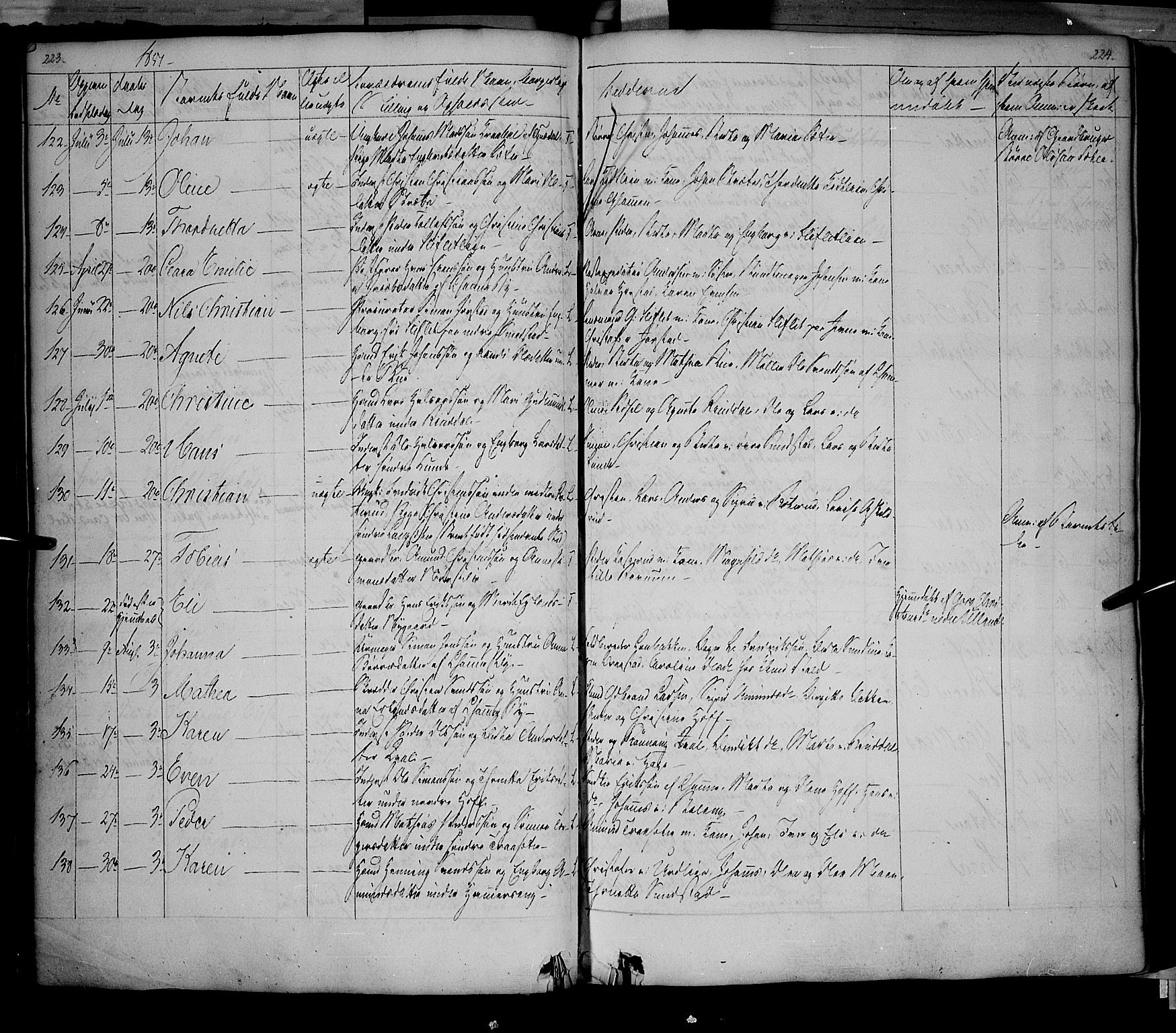 Fåberg prestekontor, AV/SAH-PREST-086/H/Ha/Haa/L0005: Ministerialbok nr. 5, 1836-1854, s. 223-224