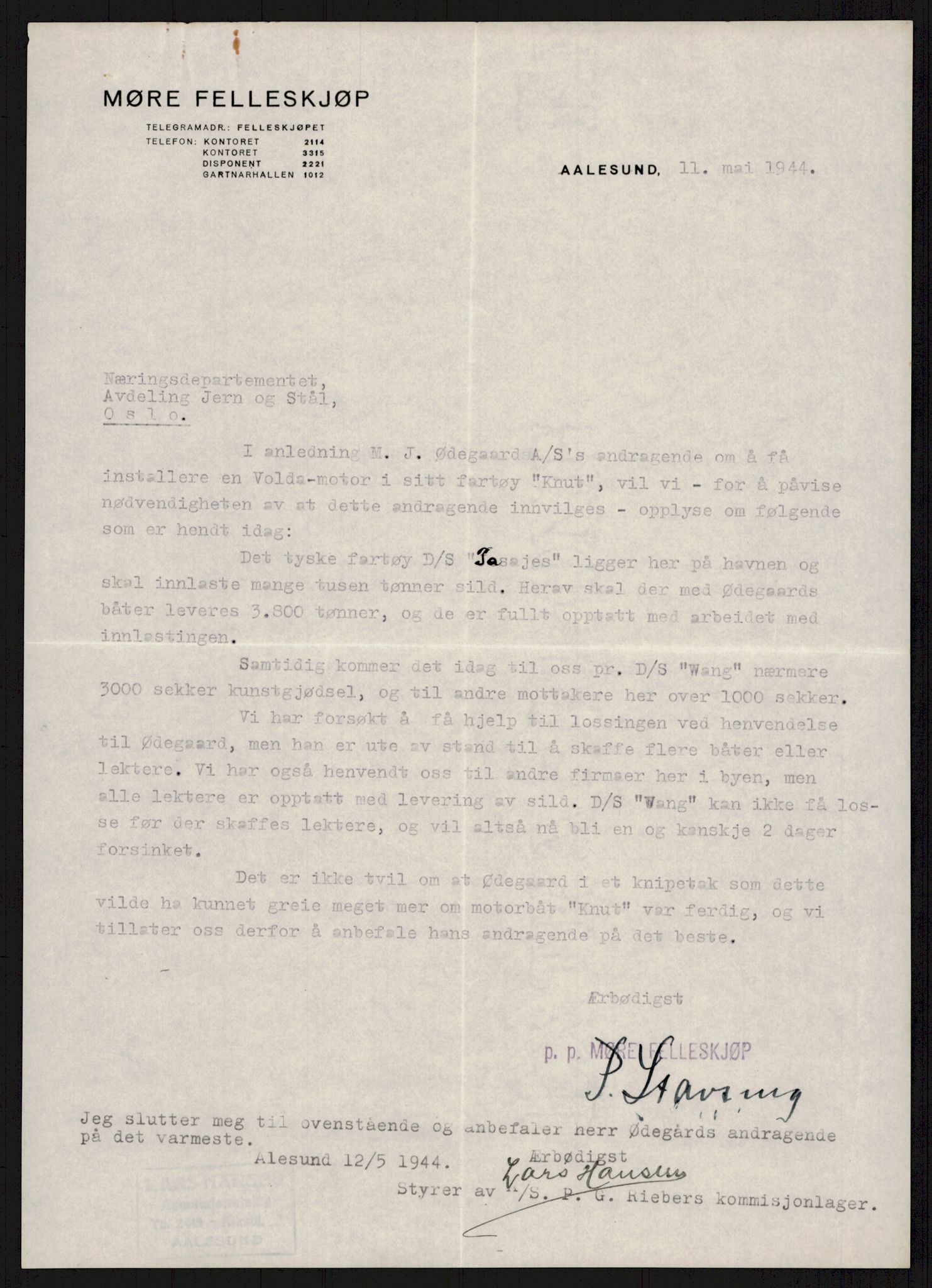 Direktoratet for industriforsyning, Sekretariatet, AV/RA-S-4153/D/Df/L0055: 9. Metallkontoret, 1940-1945, s. 241
