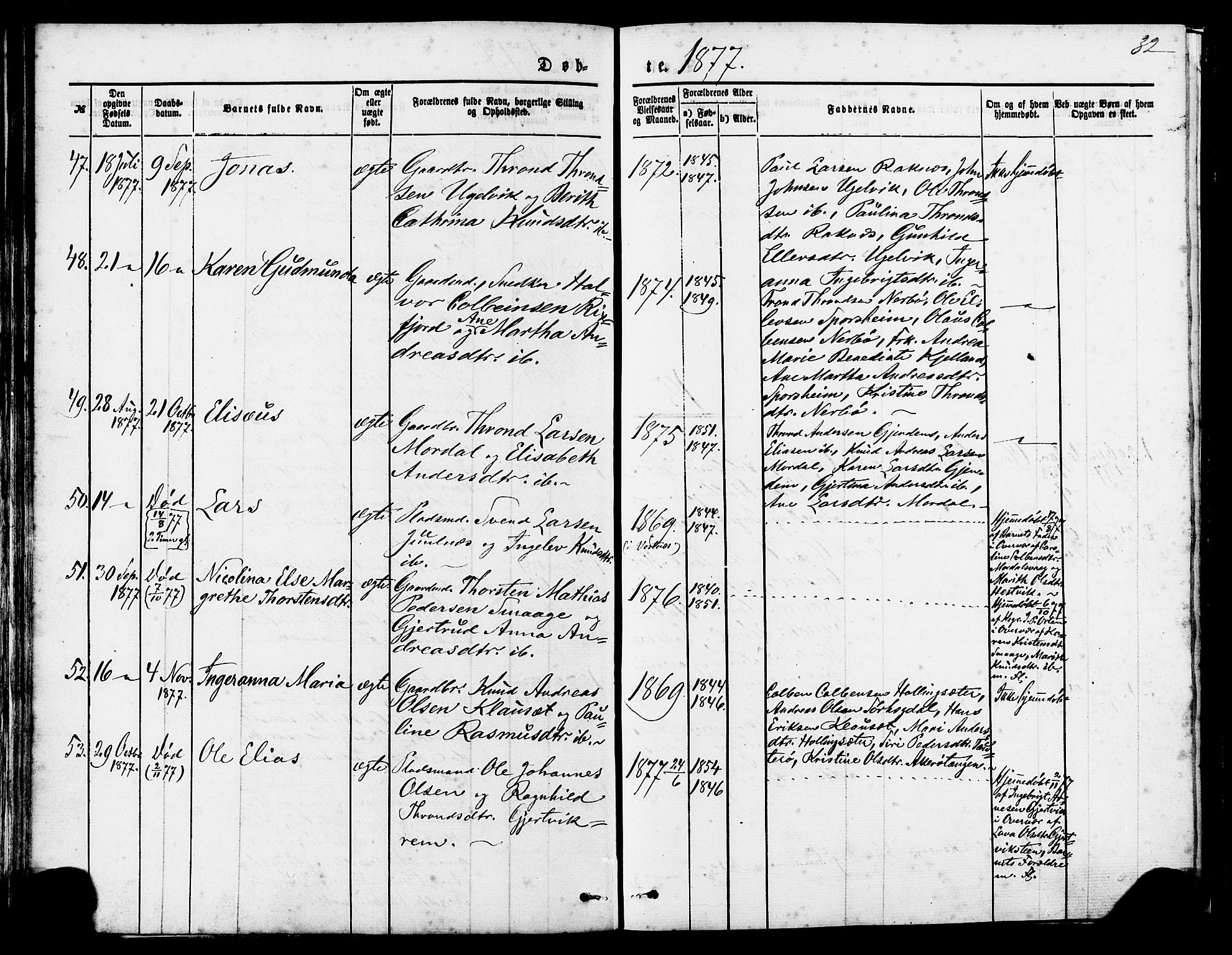 Ministerialprotokoller, klokkerbøker og fødselsregistre - Møre og Romsdal, AV/SAT-A-1454/560/L0720: Ministerialbok nr. 560A04, 1873-1878, s. 32