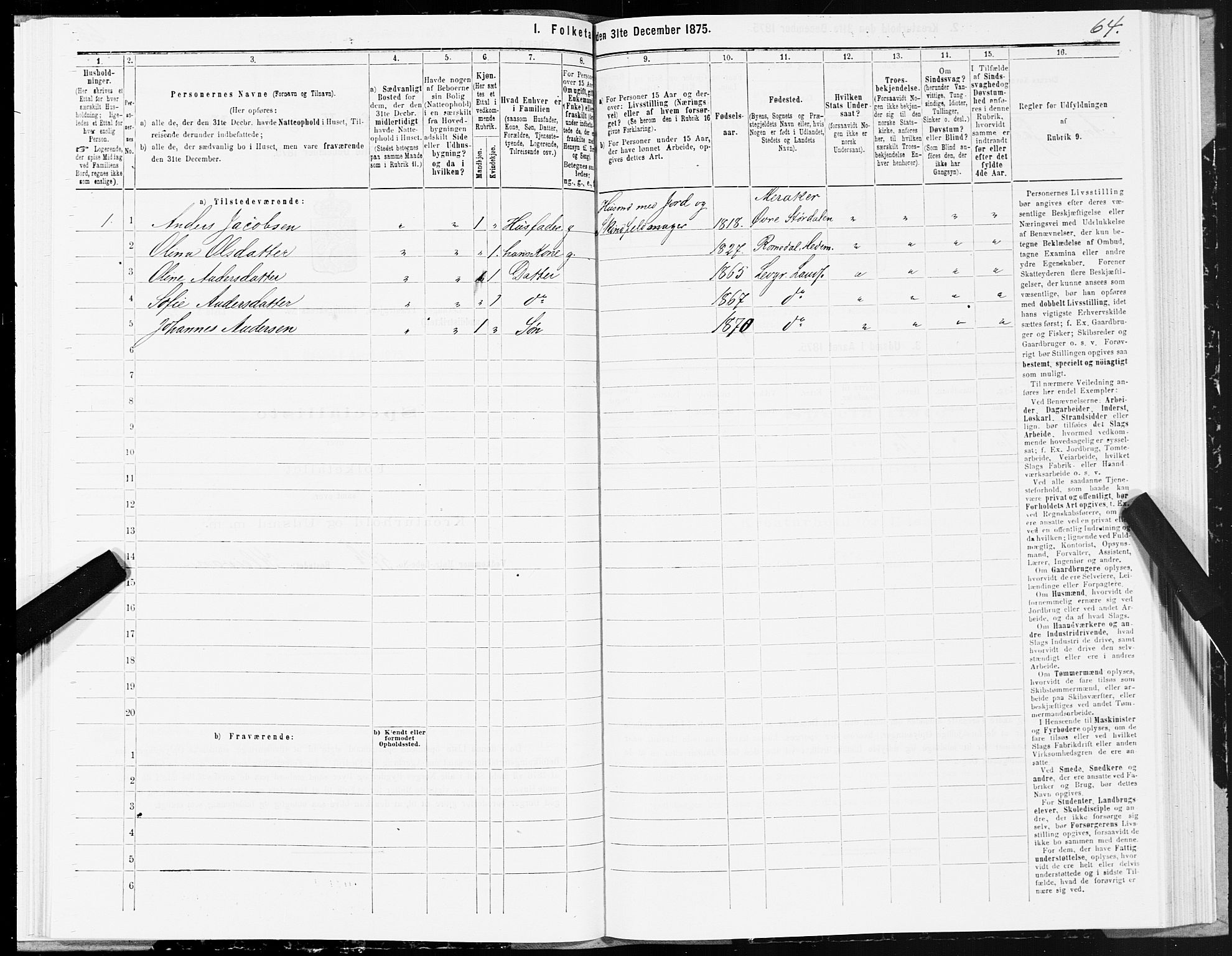 SAT, Folketelling 1875 for 1720L Levanger prestegjeld, Levanger landsokn, 1875, s. 3064