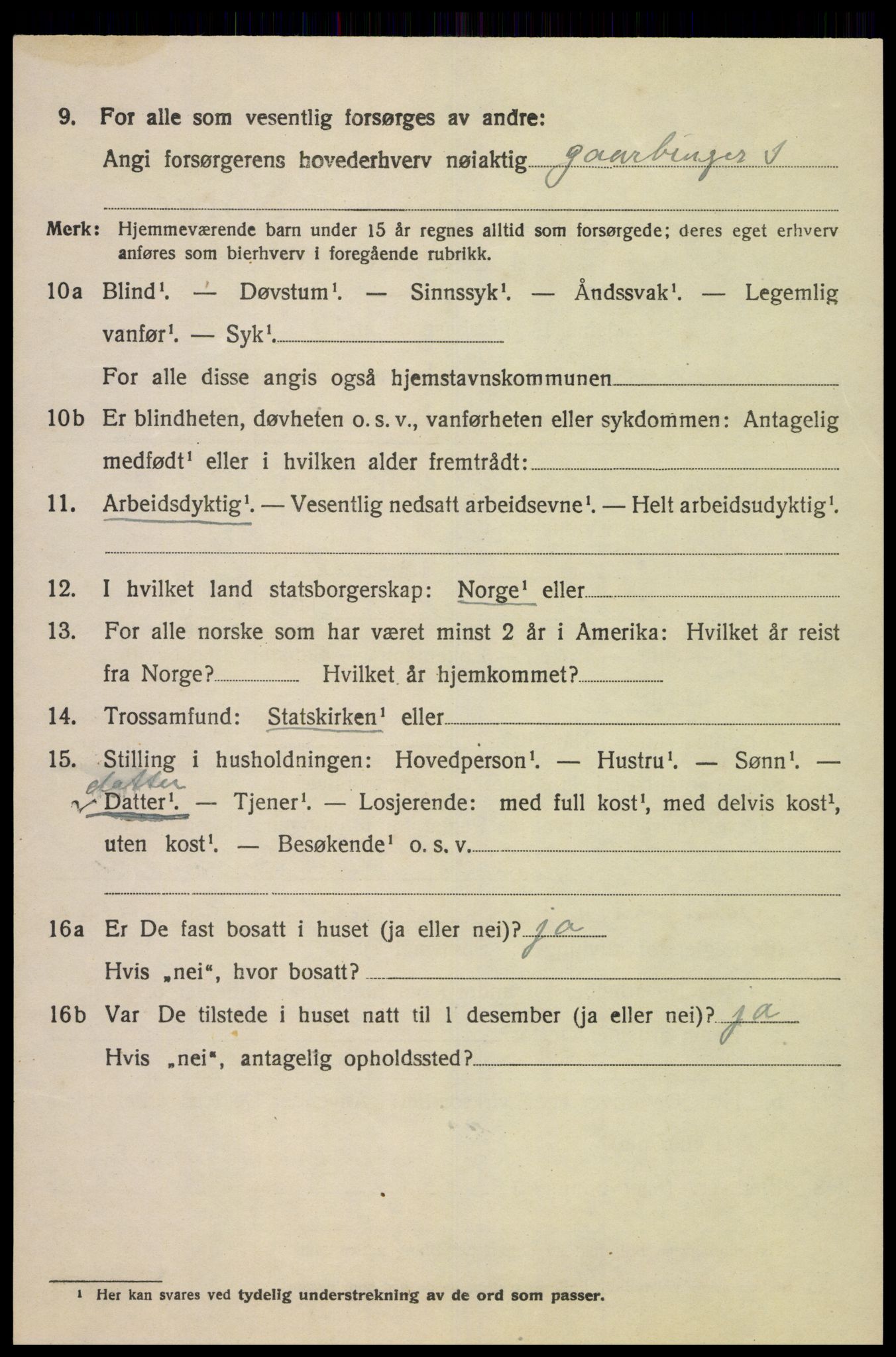 SAK, Folketelling 1920 for 1034 Hægebostad herred, 1920, s. 2126