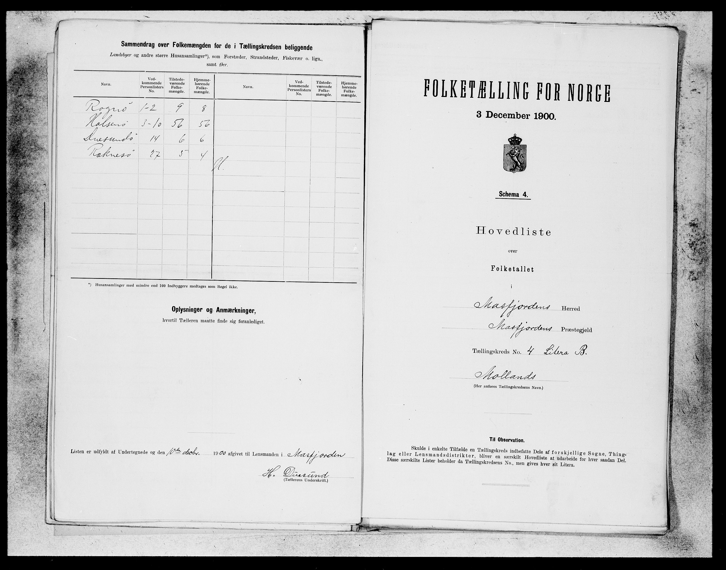 SAB, Folketelling 1900 for 1266 Masfjorden herred, 1900, s. 9