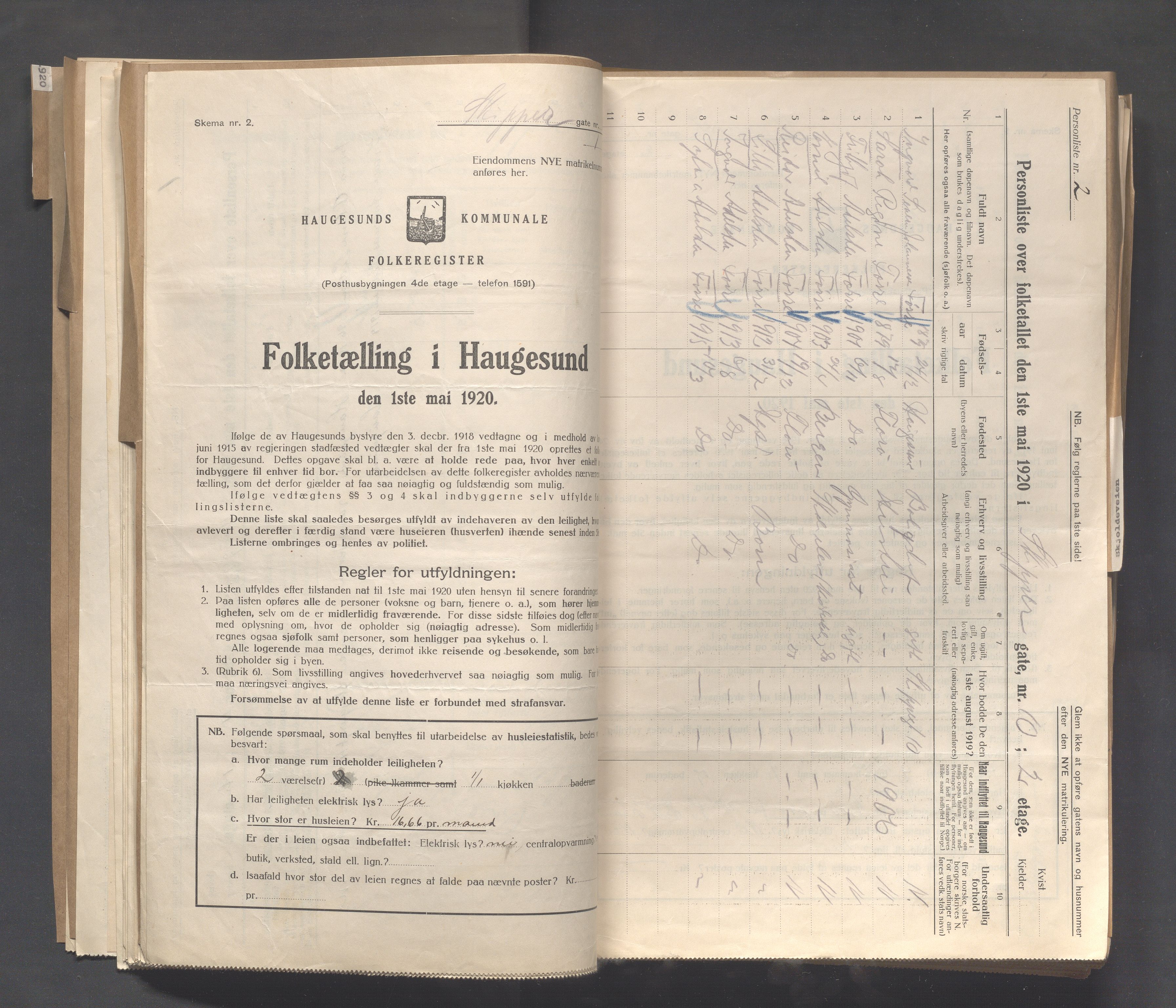 IKAR, Kommunal folketelling 1.5.1920 for Haugesund, 1920, s. 3763