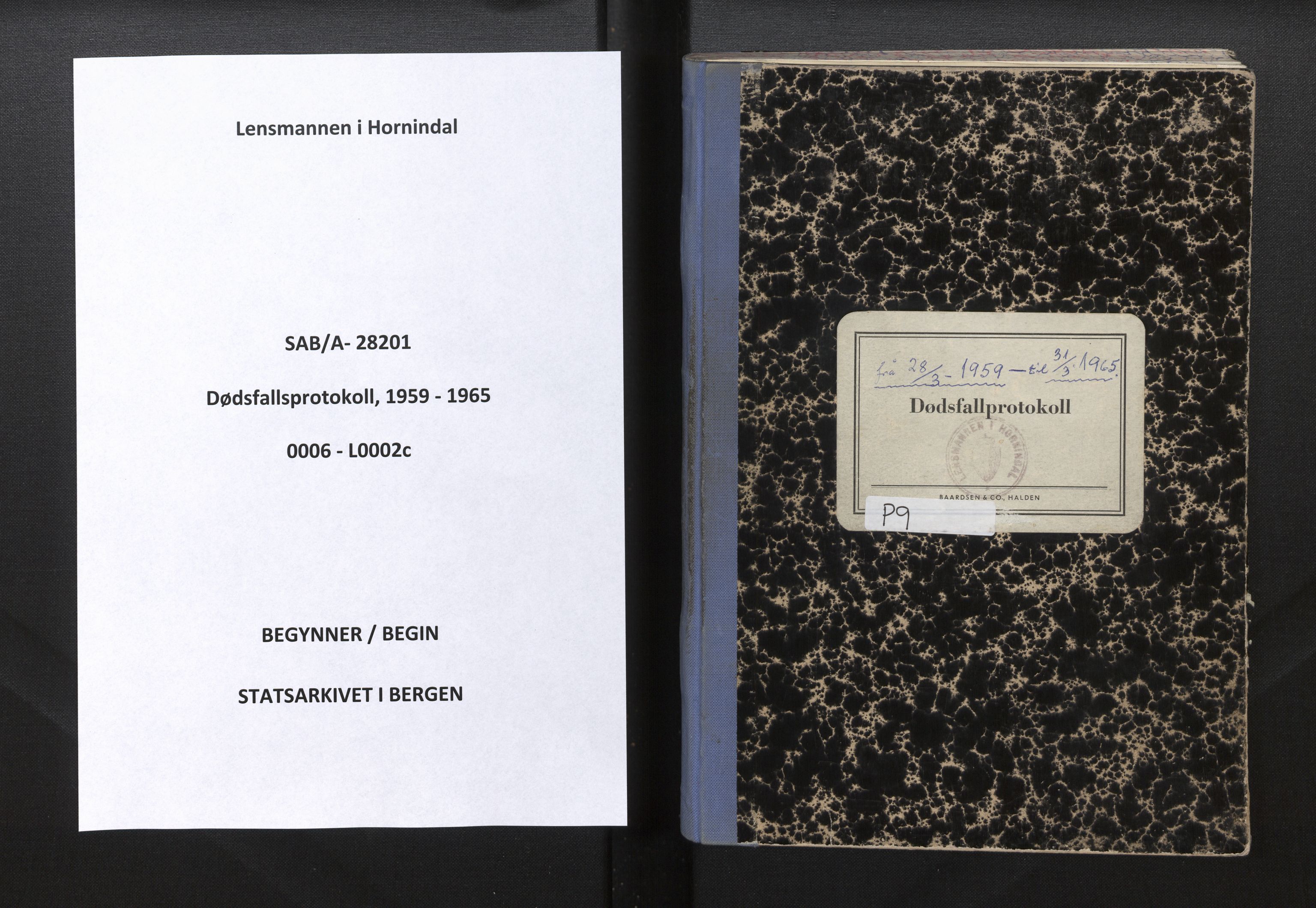 Lensmannen i Hornindal, SAB/A-28201/0006/L0002c: Dødsfallprotokoll, 1959-1965