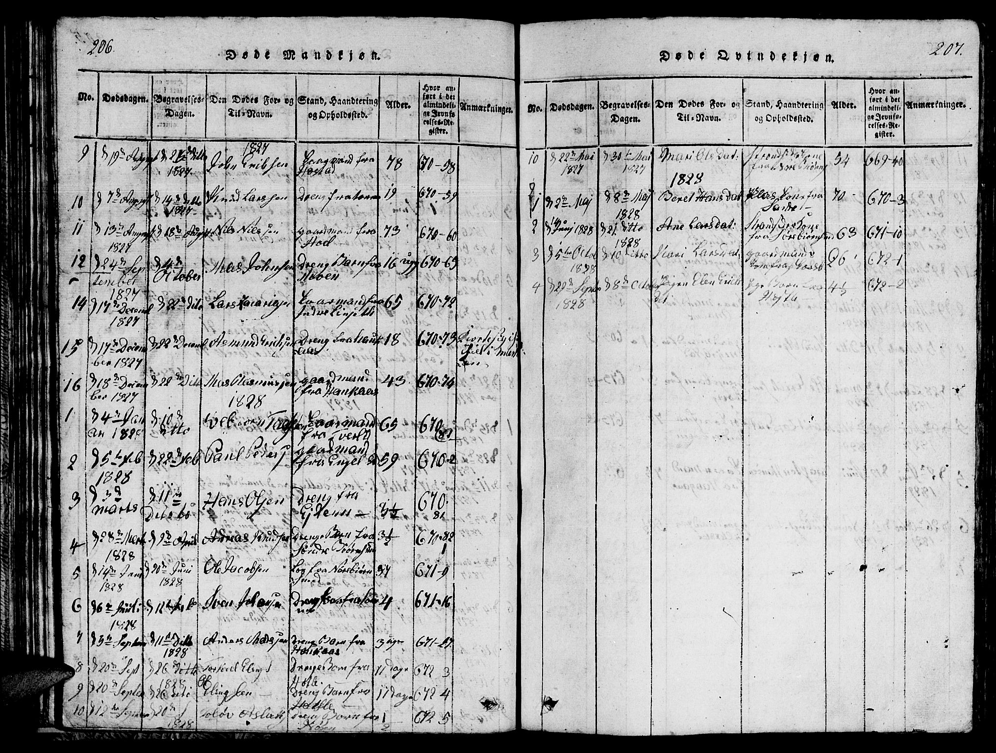 Ministerialprotokoller, klokkerbøker og fødselsregistre - Møre og Romsdal, AV/SAT-A-1454/565/L0752: Klokkerbok nr. 565C01, 1817-1844, s. 206-207