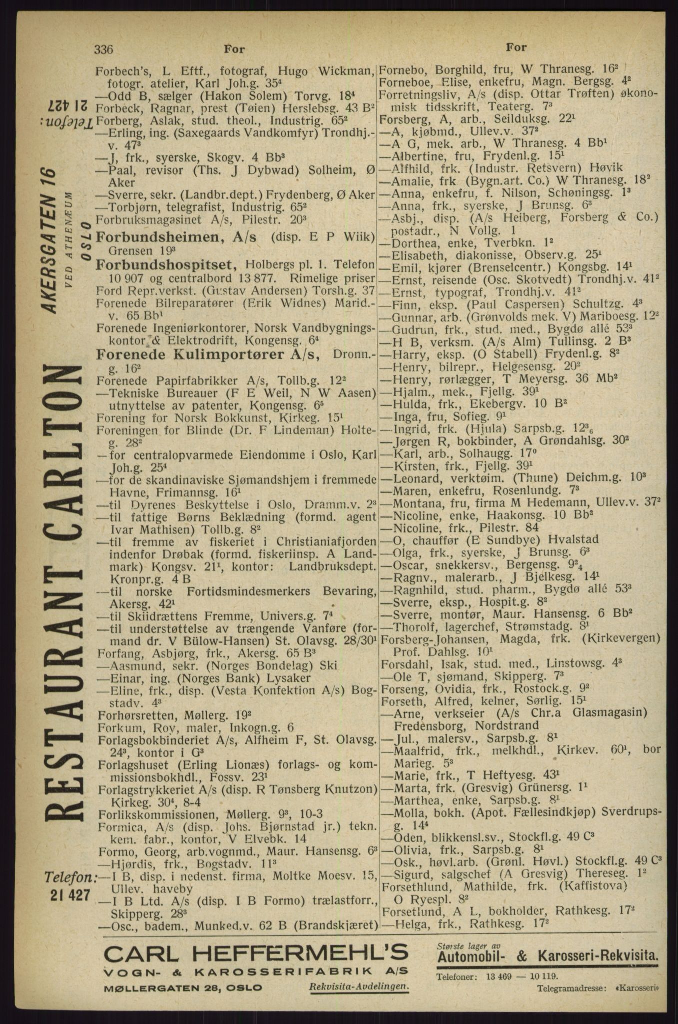 Kristiania/Oslo adressebok, PUBL/-, 1927, s. 336