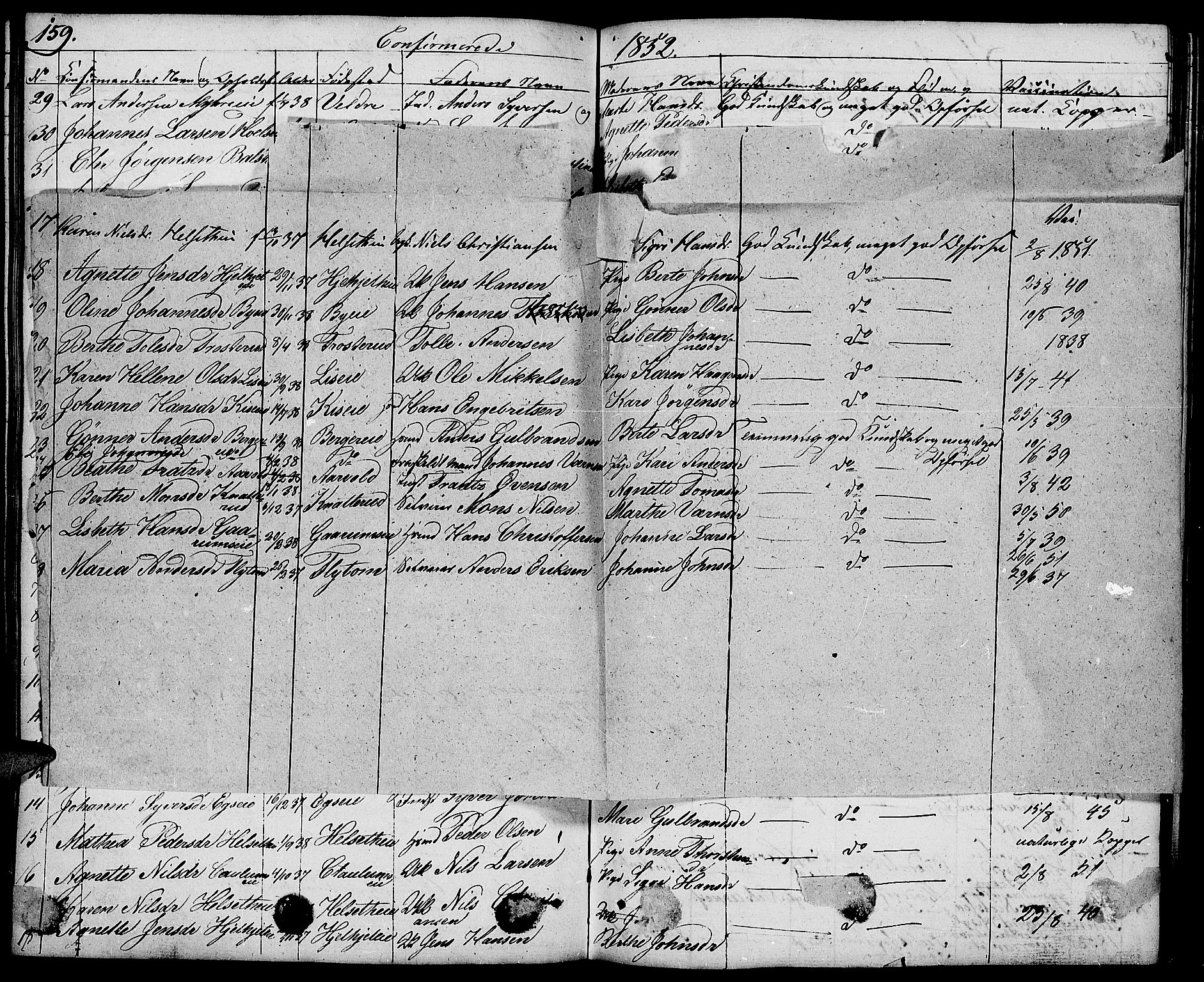 Nes prestekontor, Hedmark, AV/SAH-PREST-020/L/La/L0004: Klokkerbok nr. 4, 1832-1861, s. 159