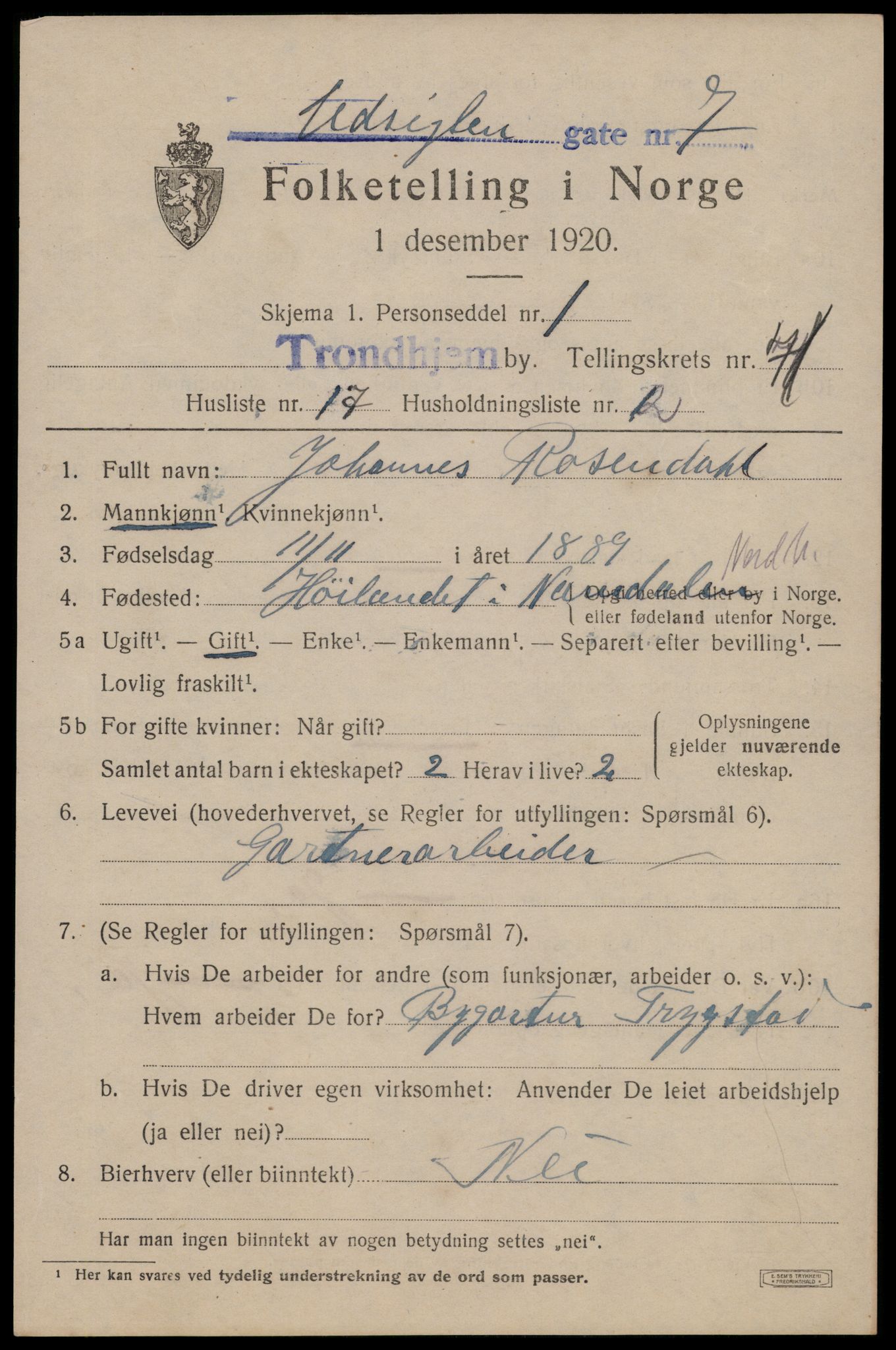 SAT, Folketelling 1920 for 1601 Trondheim kjøpstad, 1920, s. 140572