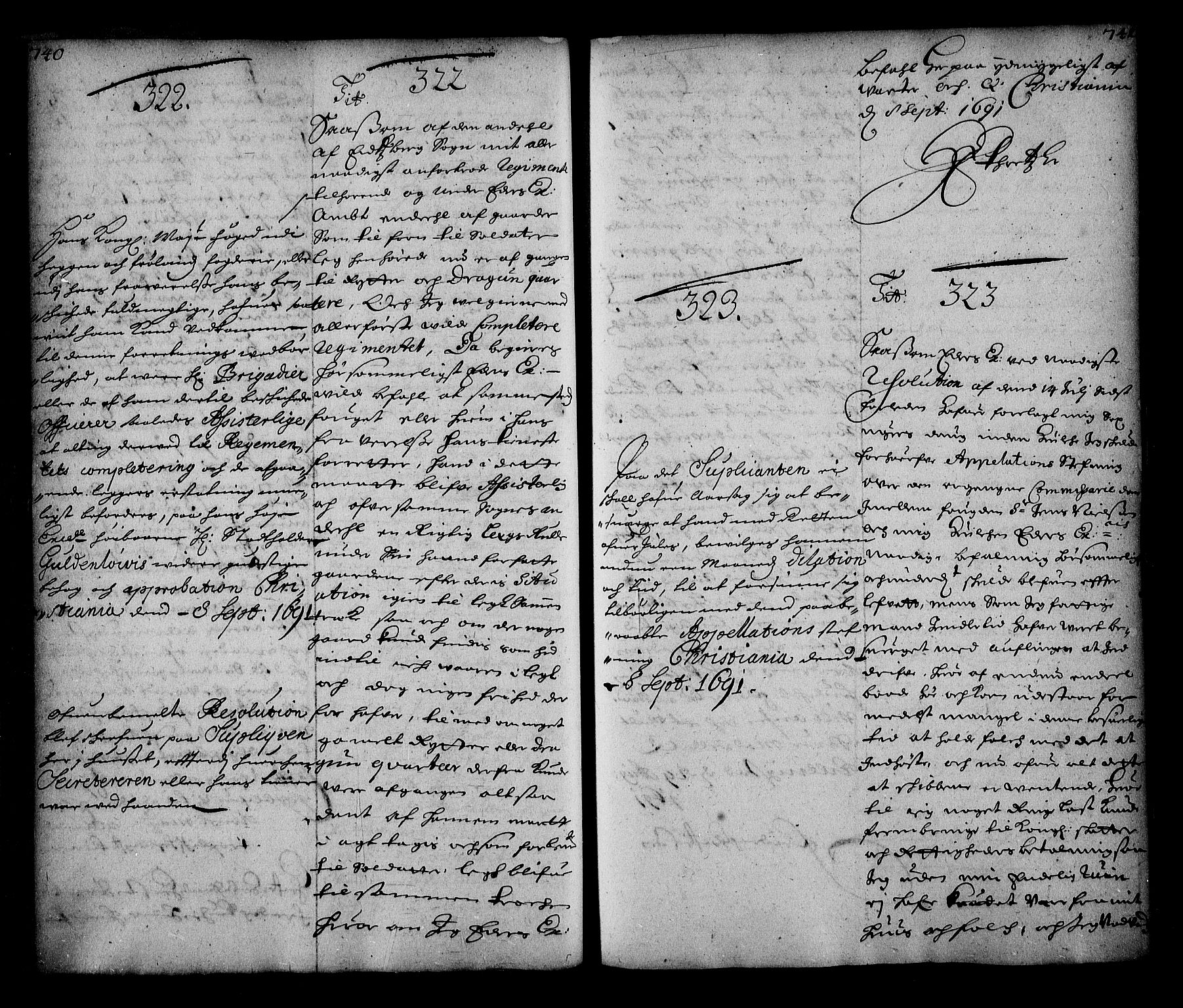 Stattholderembetet 1572-1771, AV/RA-EA-2870/Ae/L0008: Supplikasjons- og resolusjonsprotokoll, 1691, s. 740-741