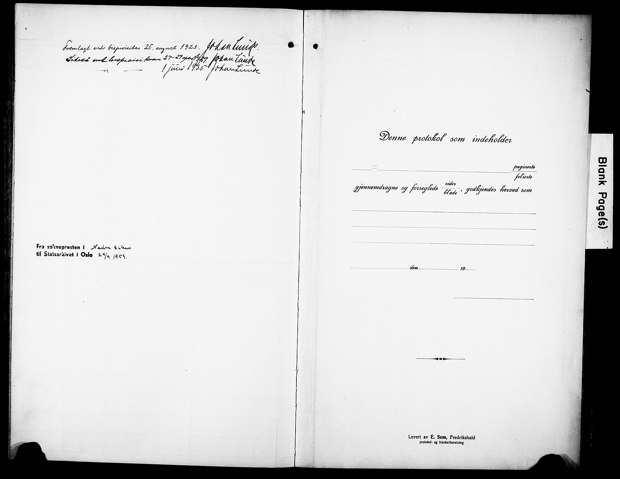 Nedre Eiker kirkebøker, SAKO/A-612/G/Ga/L0006: Klokkerbok nr. 6, 1922-1933