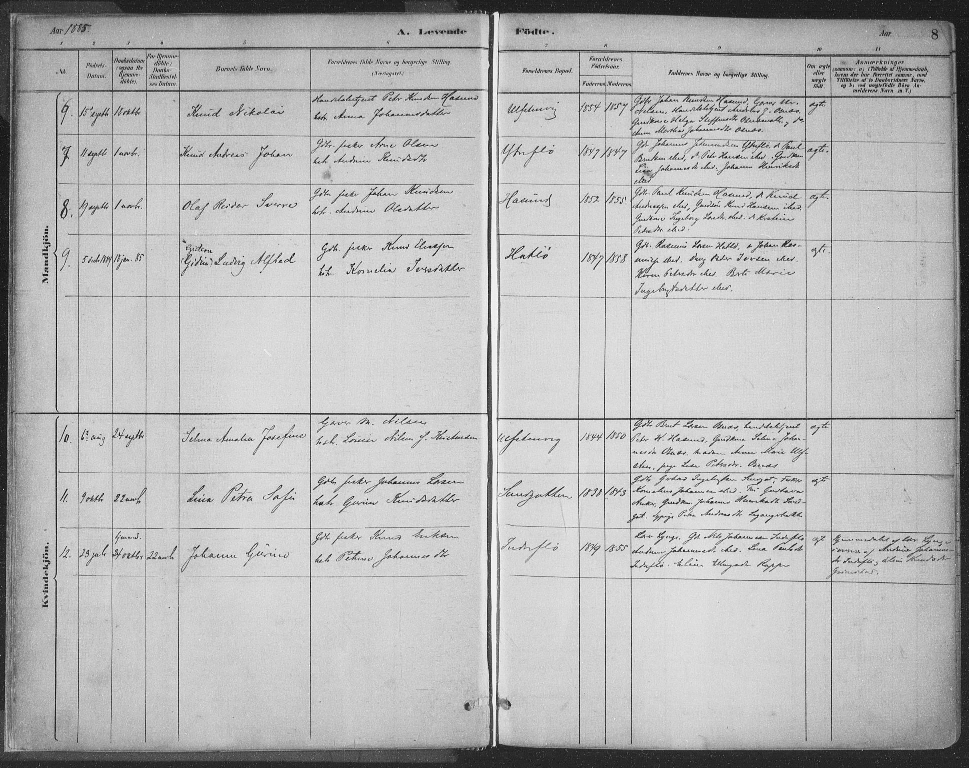 Ministerialprotokoller, klokkerbøker og fødselsregistre - Møre og Romsdal, AV/SAT-A-1454/509/L0106: Ministerialbok nr. 509A04, 1883-1922, s. 8