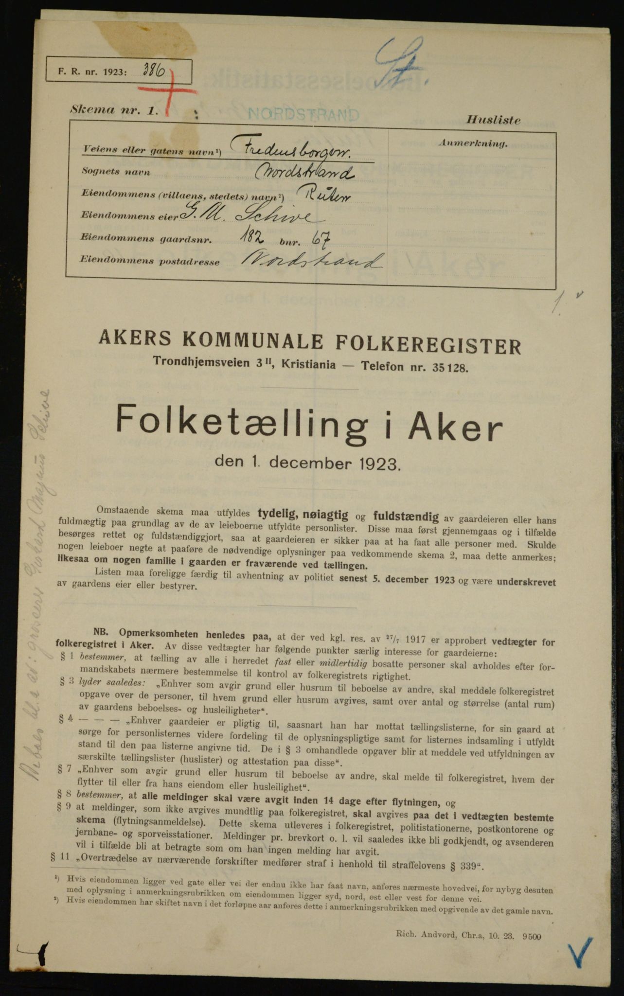 , Kommunal folketelling 1.12.1923 for Aker, 1923, s. 38928