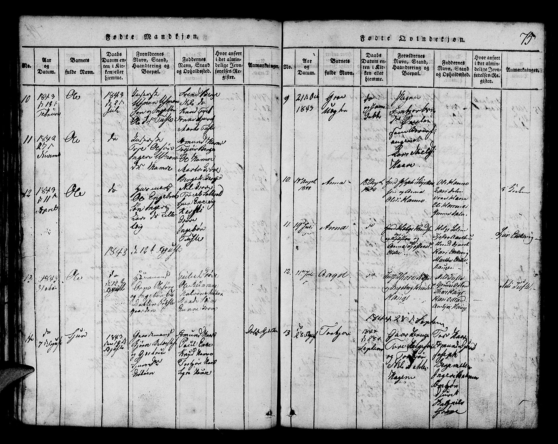 Røldal sokneprestembete, AV/SAB-A-100247: Klokkerbok nr. A 1, 1817-1860, s. 75